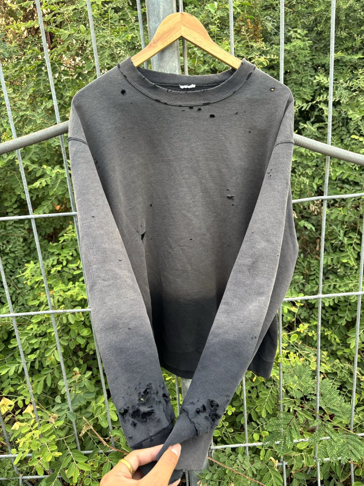 Vintage Thrashed Distressed Sweatshirt Faded Blacl ERD Grunge Size US L / EU 52-54 / 3 - 2 Thumbnail