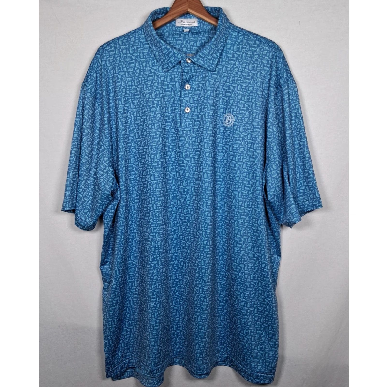Peter Millar Peter Millar Summer Comfort Golf Polo Shirt Men XXL Blue Martini Liquor Coctails Size US XXL / EU 58 / 5 - 2 Thumbnail