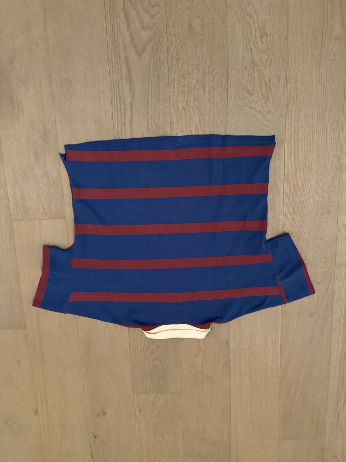 Rhude Rhude Blue & Burgundy Striped Polo Shirt – Cream Collar (XL) Size US XL / EU 56 / 4 - 5 Thumbnail