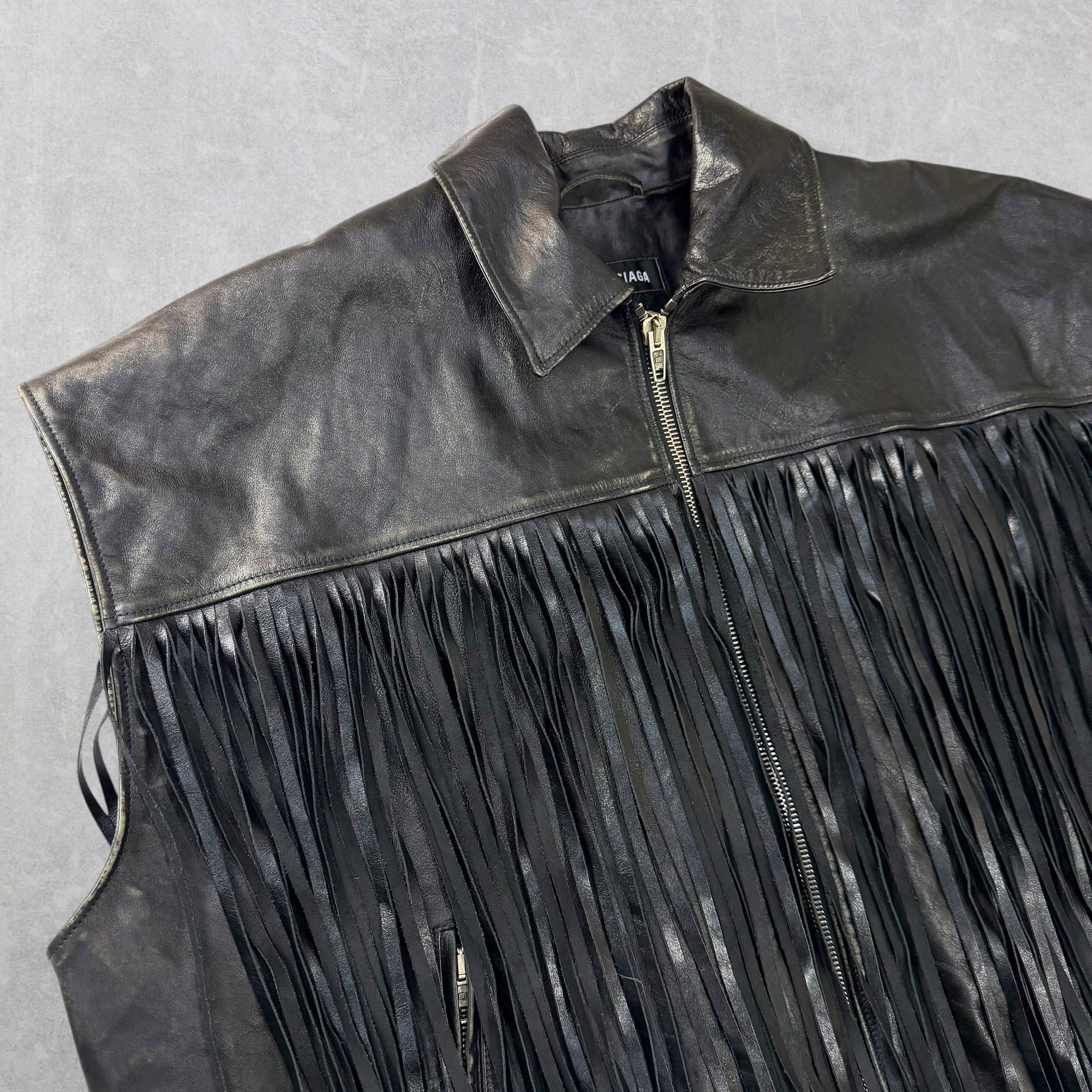 Balenciaga Balenciaga Fringe Taxi Leather Vest 44 (XXXL) Size US L / EU 52-54 / 3 - 3 Thumbnail