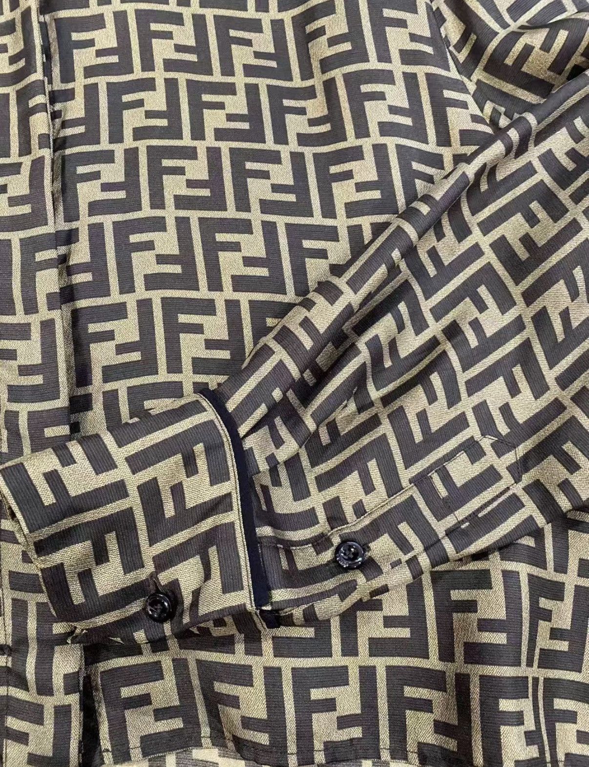 Fendi Fendi Brown Double F Logo Long Sleeve Silk Shirt J33 Size XS / US 0-2 / IT 36-38 - 4 Thumbnail