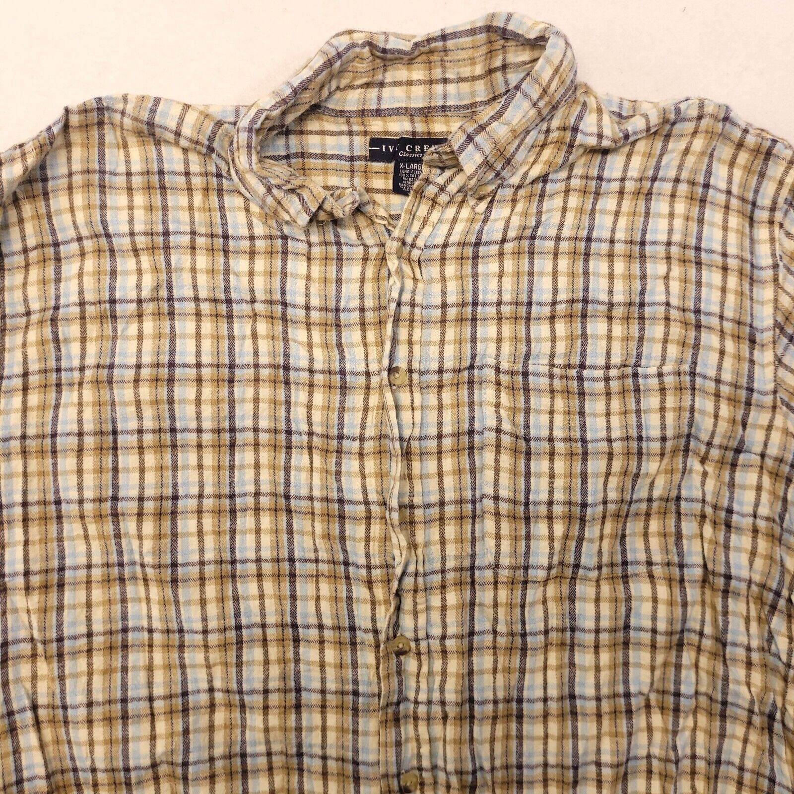 Ivy Crew Ivy Crew Tartan Flannel Shirt Mens Size XL White Brown Blue Size US XL / EU 56 / 4 - 1 Thumbnail
