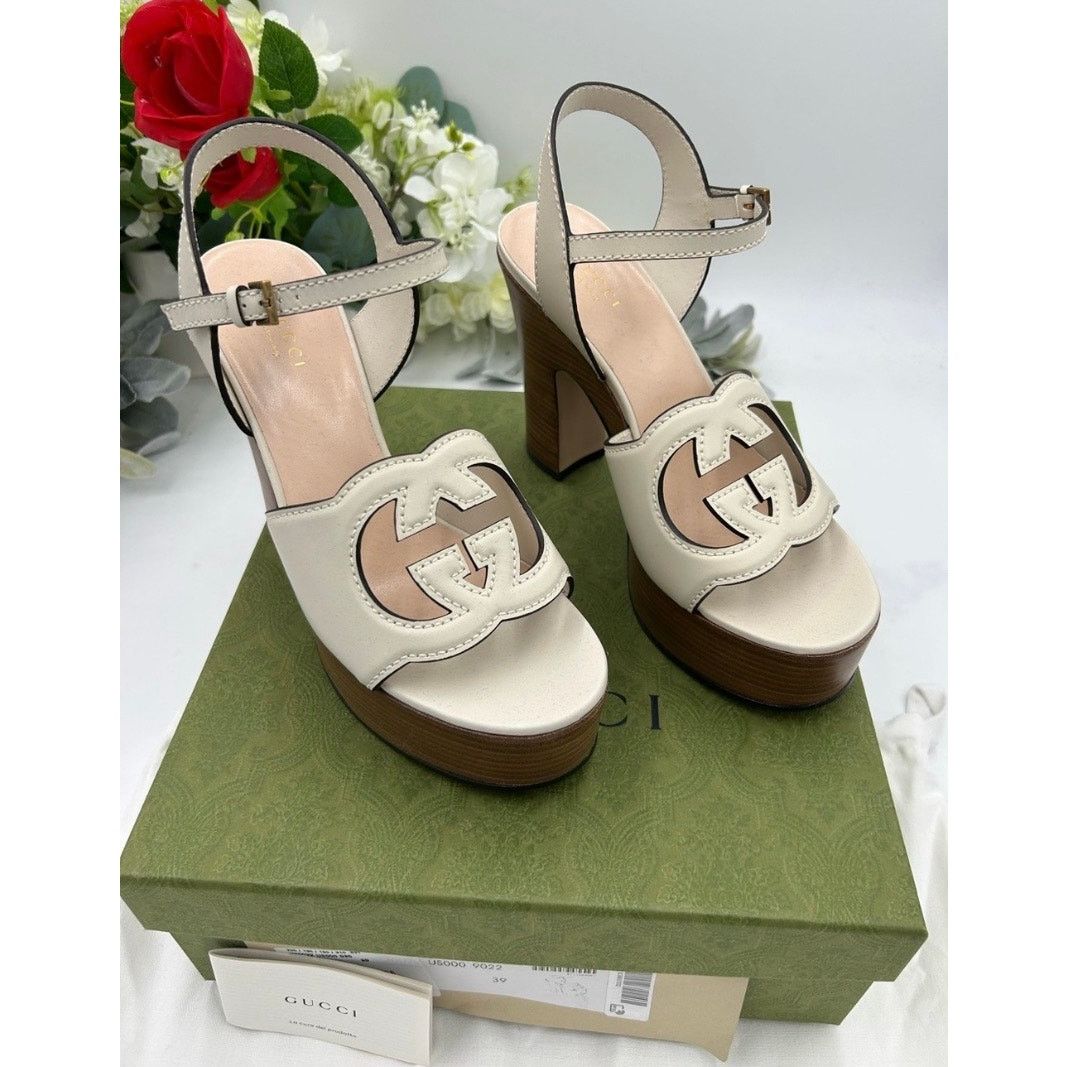 Gucci Gucci interlocking GG leather platform sandals size 39 Size US 9 / IT 39 - 3 Thumbnail