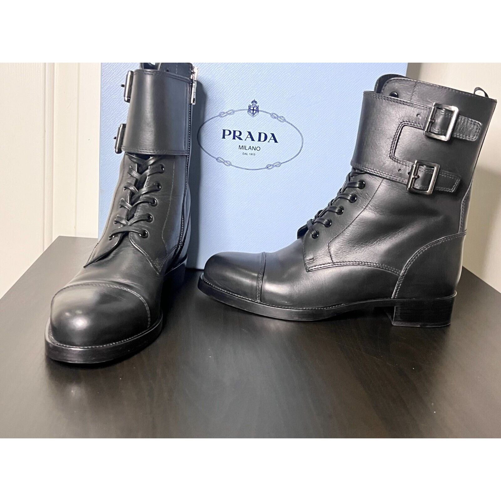 Prada Authenic Prada Calzature Donna Moto Ankle Leather Boots 39 Size US 8 / IT 38 - 2 Thumbnail
