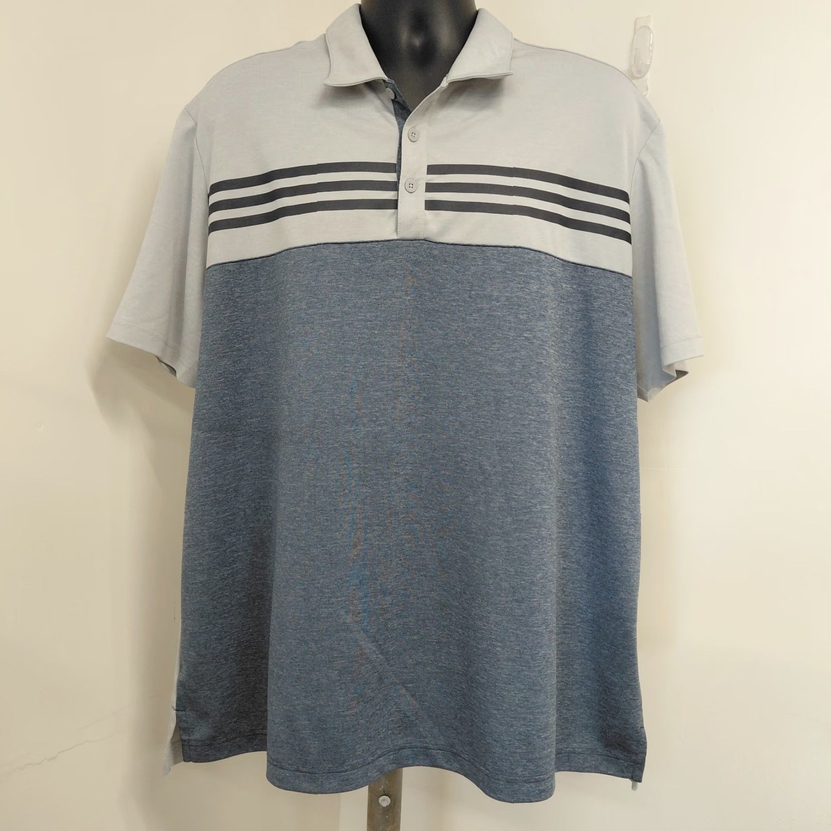 Adidas Adidas Golf Polo Mens 2XL Blue/Gray Short Sleeve 3-Stripe Logo Casual Size US XXL / EU 58 / 5 - 2 Thumbnail