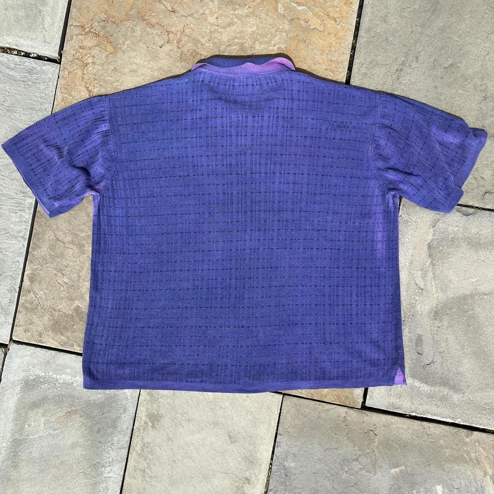 Other Vintage 90s Overdyed Reworked Vertical Knit Polo Shirt Size US XL / EU 56 / 4 - 3 Thumbnail