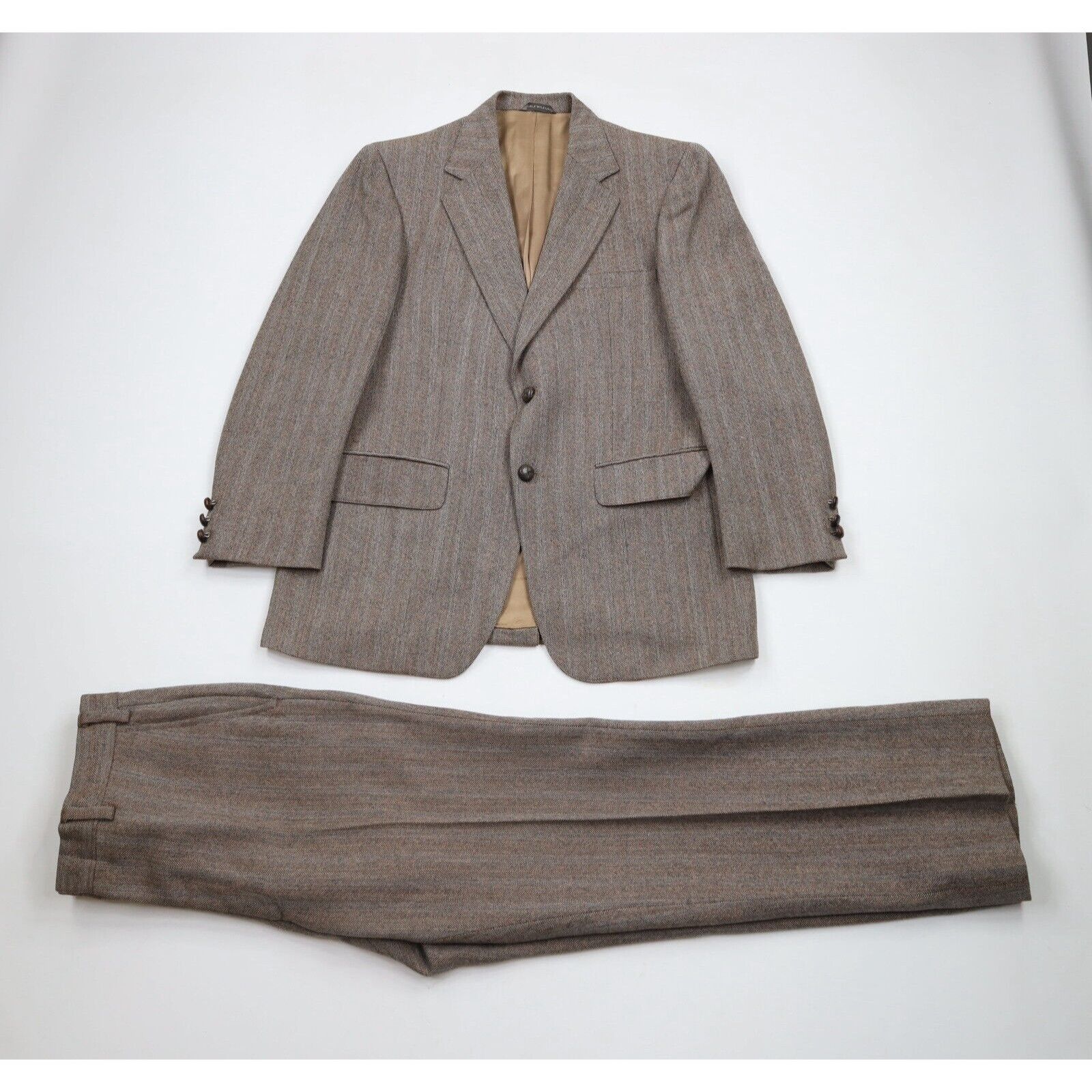 Vintage Vintage 70s 2 Piece Wool Wedding Suit Bell Bottoms Size 40R - 1 Thumbnail