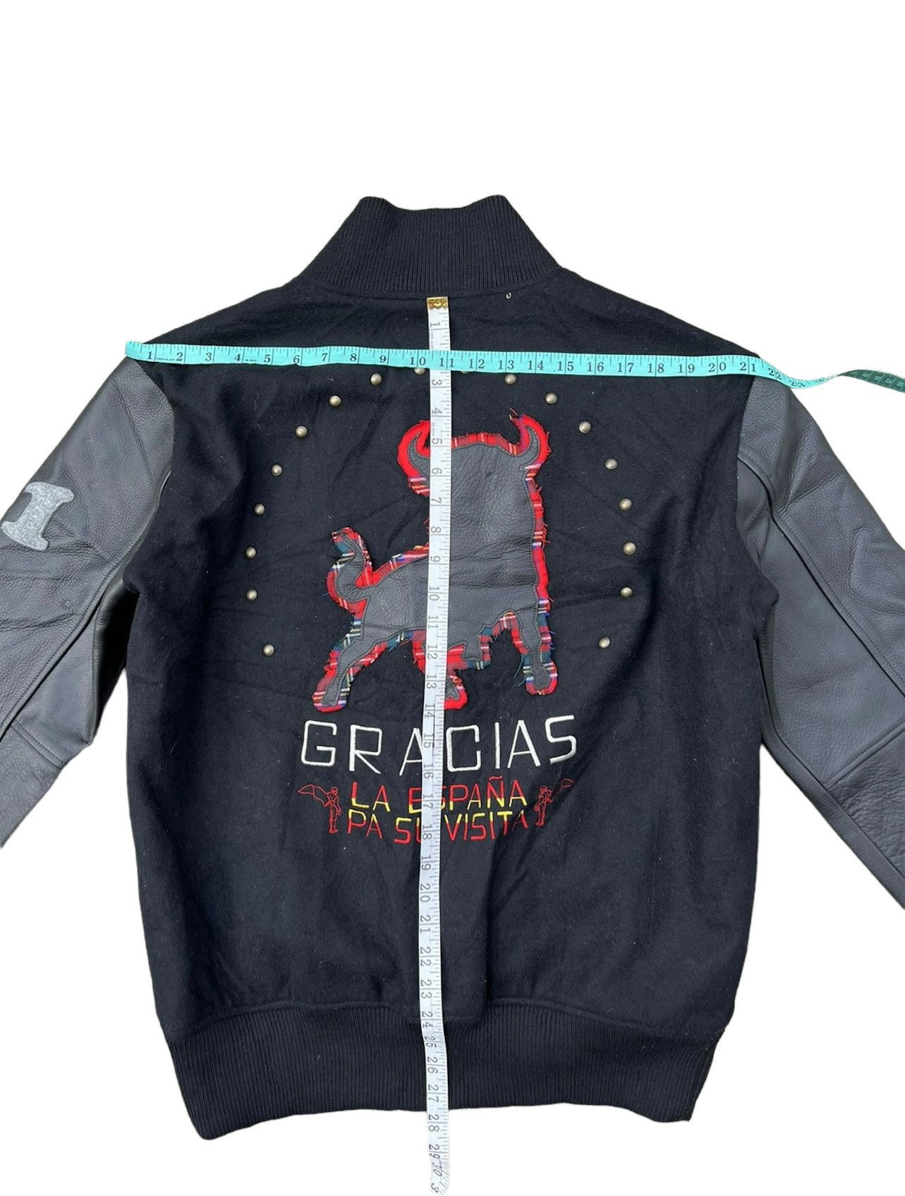Leather VTG GDC Japan GRACIAS La Espana Patches Black Varsity Jacket Size US XL / EU 56 / 4 - 3 Thumbnail
