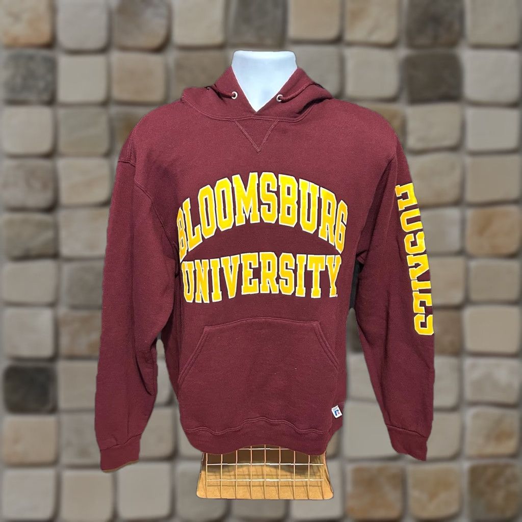 Vintage VTG Bloomsburg University Huskies Hoodie Pullover Russell Maroon Adult Medium Size US M / EU 48-50 / 2 - 1 Thumbnail