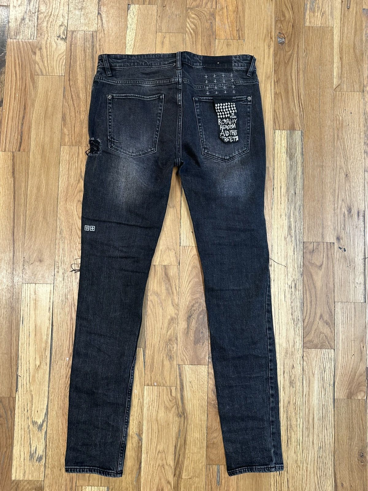Ksubi Ksubi Knee Patch Black Denim Jeans Size 33 Size US 33 - 2 Thumbnail