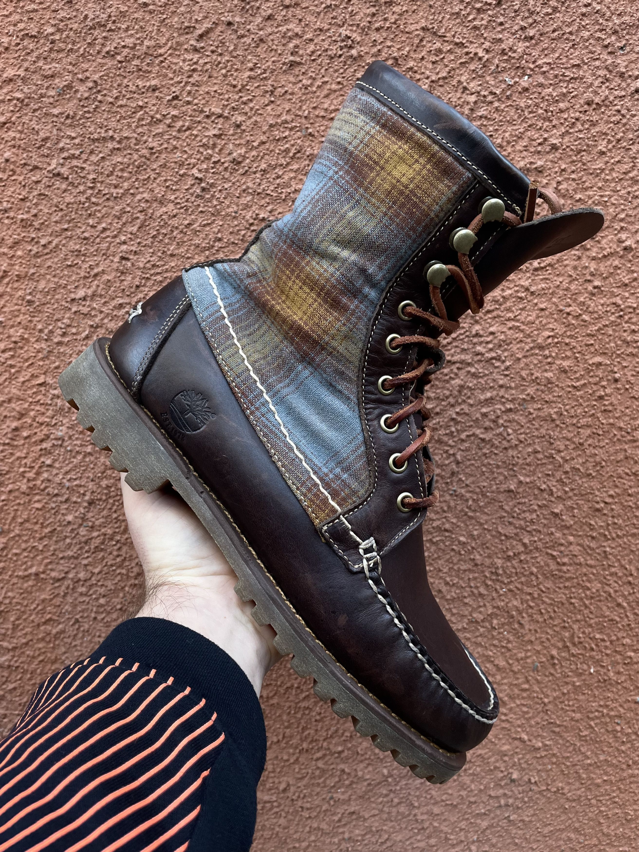 Timberland × Vintage Rare Timberland brown leather canvas derby boots Size US 9 / EU 42 - 1 Thumbnail
