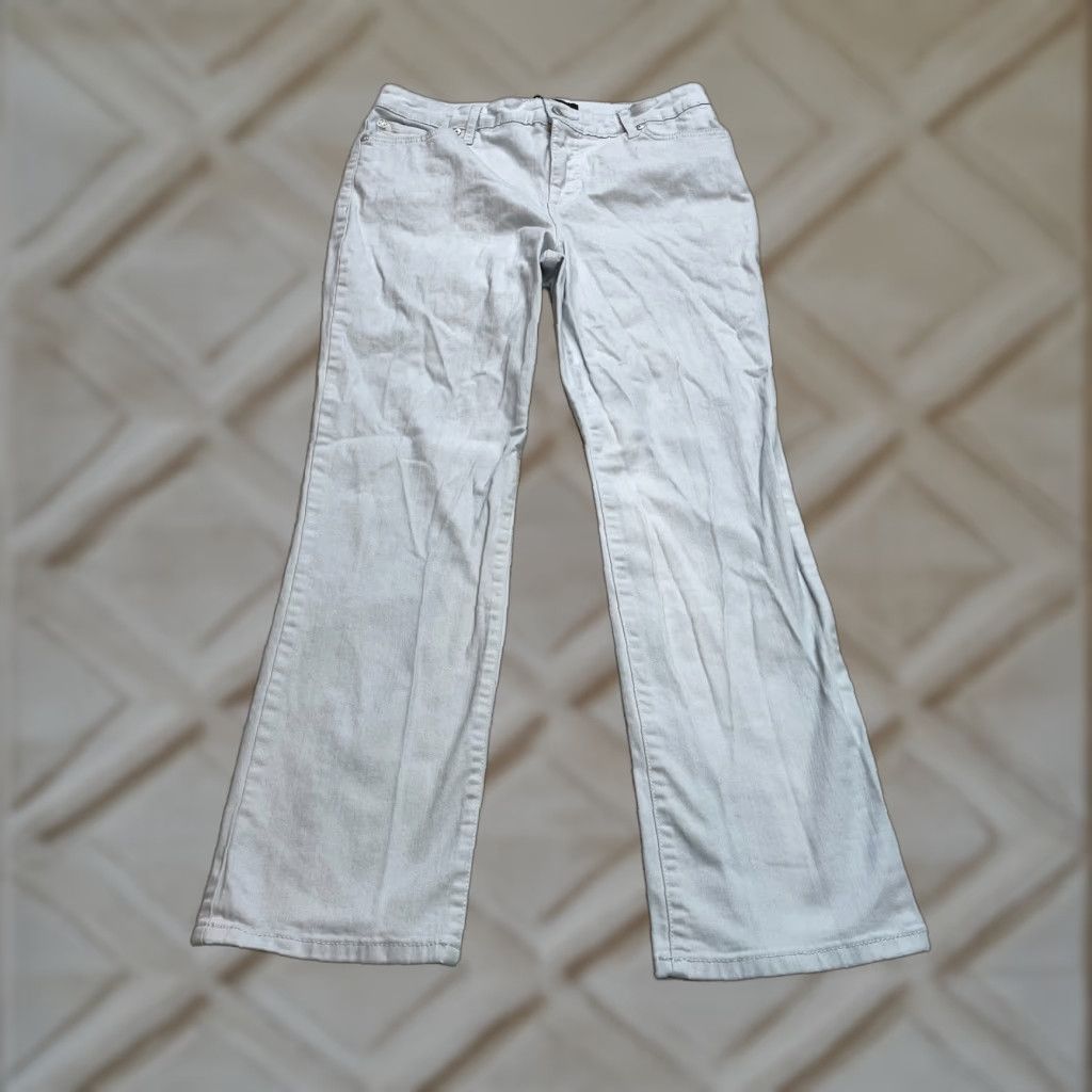 Vintage Bandolino Jeans Womens 12S Short Gray Mandie Flat Front Straight Leg High Rise Size 34" / US 12 / IT 48 - 1 Thumbnail