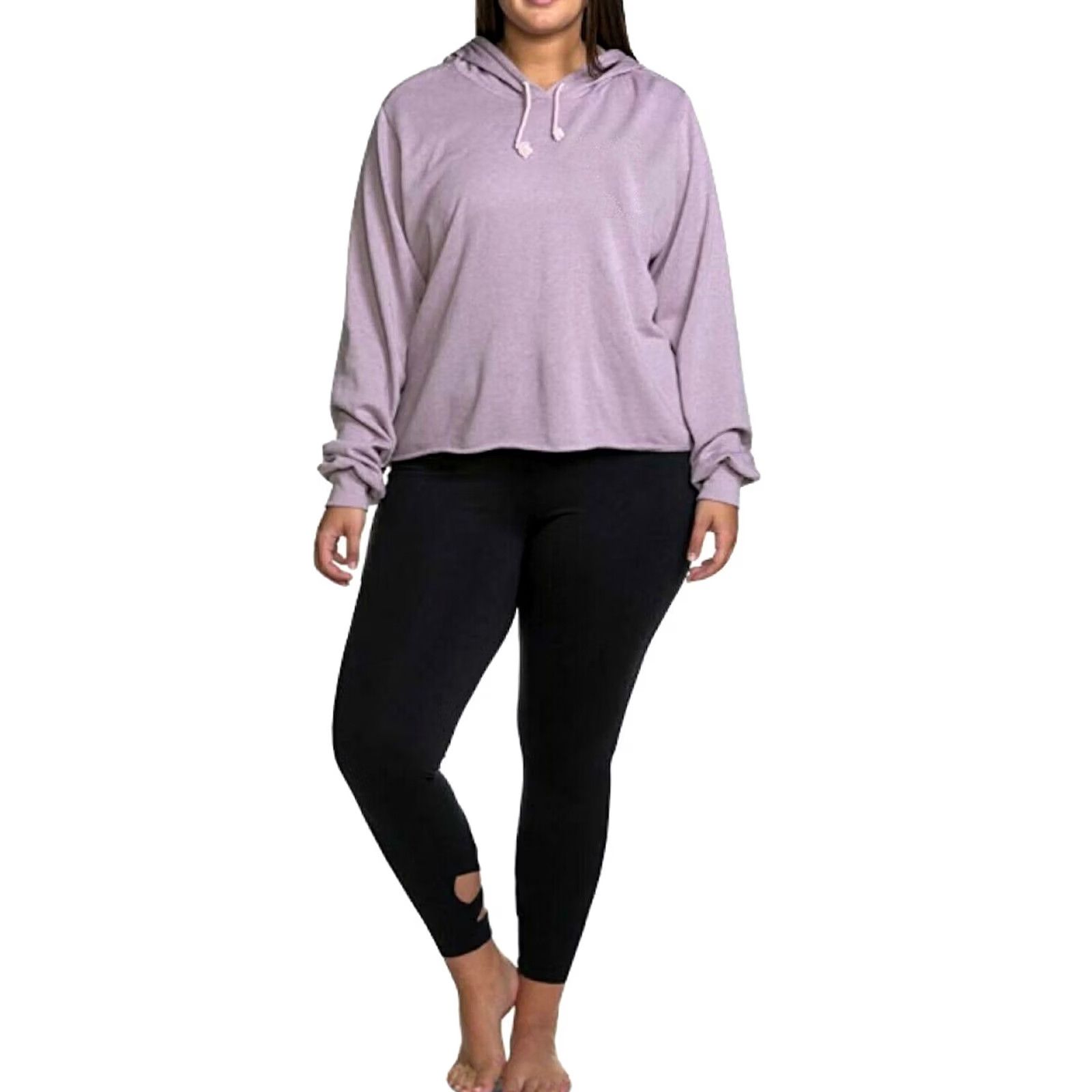 Soffe Soffe Hoodie Plus Size 3X Purple Curve Vintage Wash Raw Hem Cropped Size XXL / US 16-18 / IT 52-54 - 2 Thumbnail