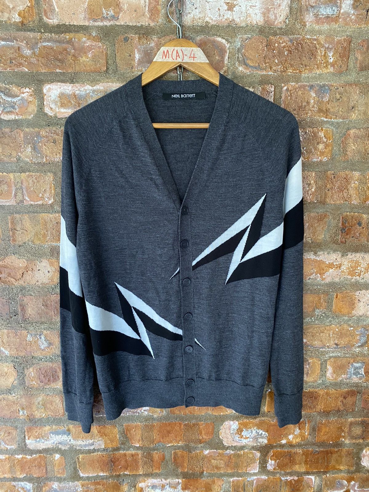 Japanese Brand × Neil Barrett 2000s Neil Barrett Iconic 3D lighting wool cardigan Size US M / EU 48-50 / 2 - 2 Thumbnail