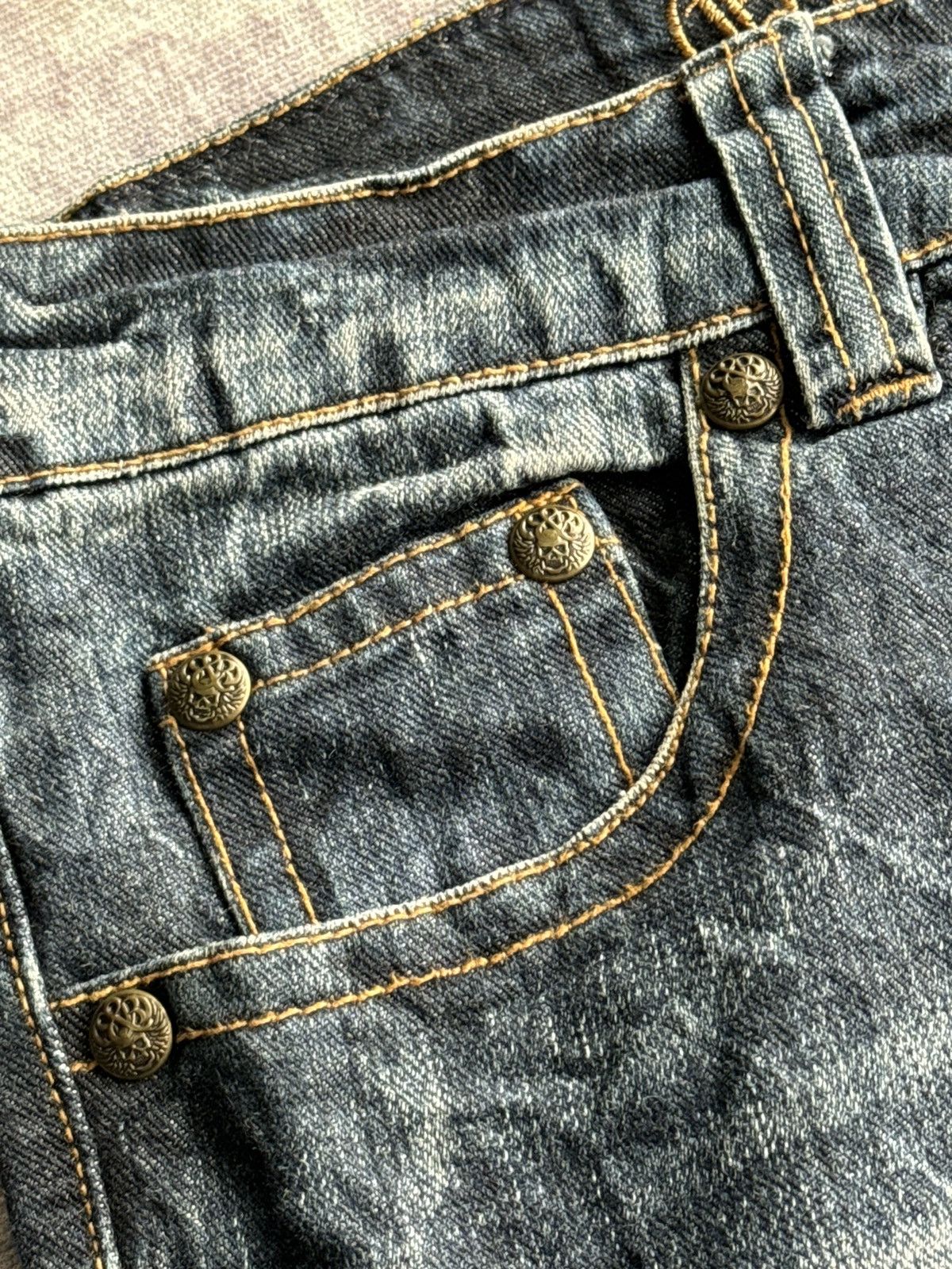 Japanese Brand Y2KVintage Gold Splash Punk Poem Flared Denim / ifsixwasnine Size US 33 - 6 Thumbnail