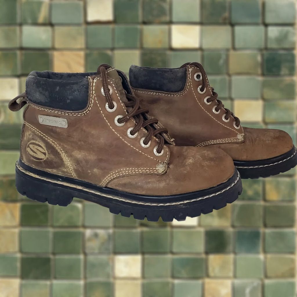 SKECHERS VINTAGE Sketchers Womens Sz 6 Brown Lug Boots 90s Y2K Chunky Grunge Distressed Boot Size US 6 / IT 36 - 1 Thumbnail