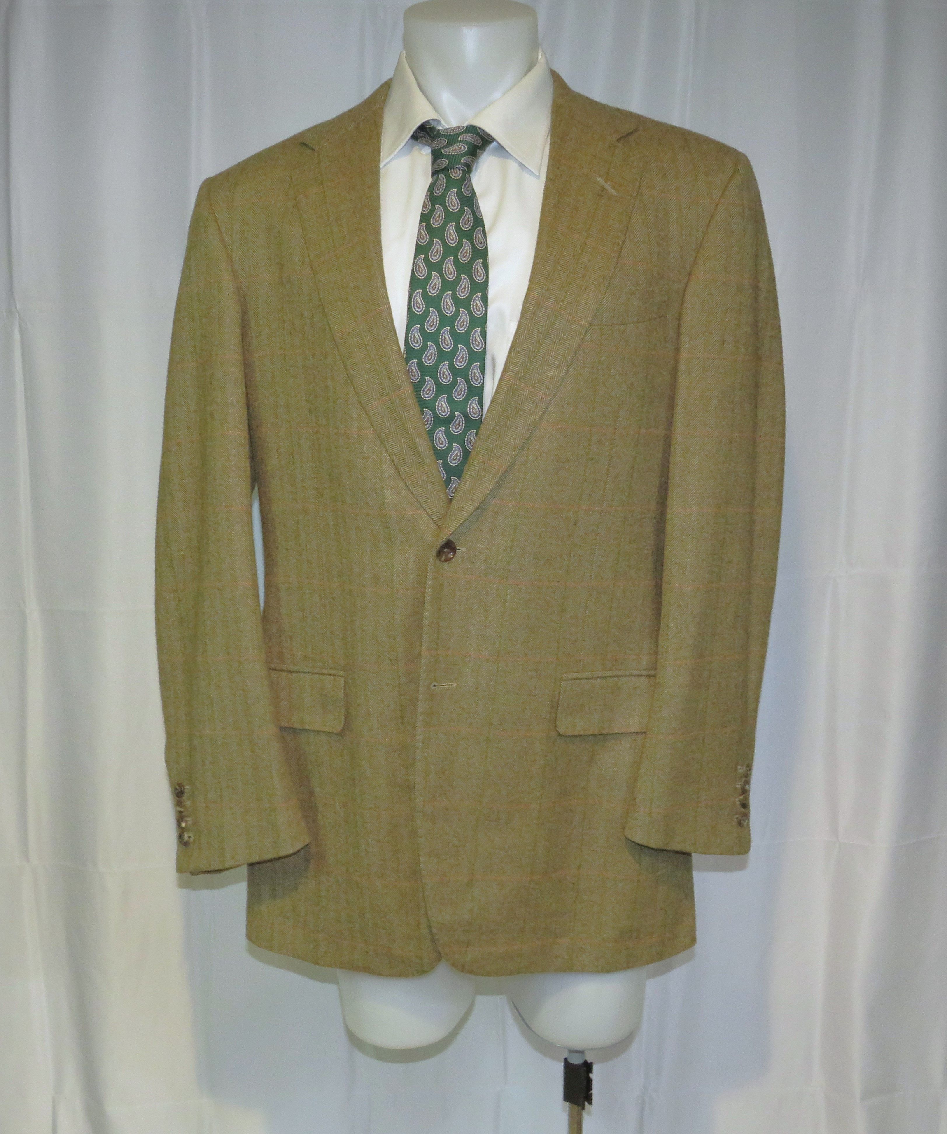 Oxxford Clothes Highest Quality Light Brown HBONE Cashmere Blend Blazer 42L Size 42L - 1 Thumbnail