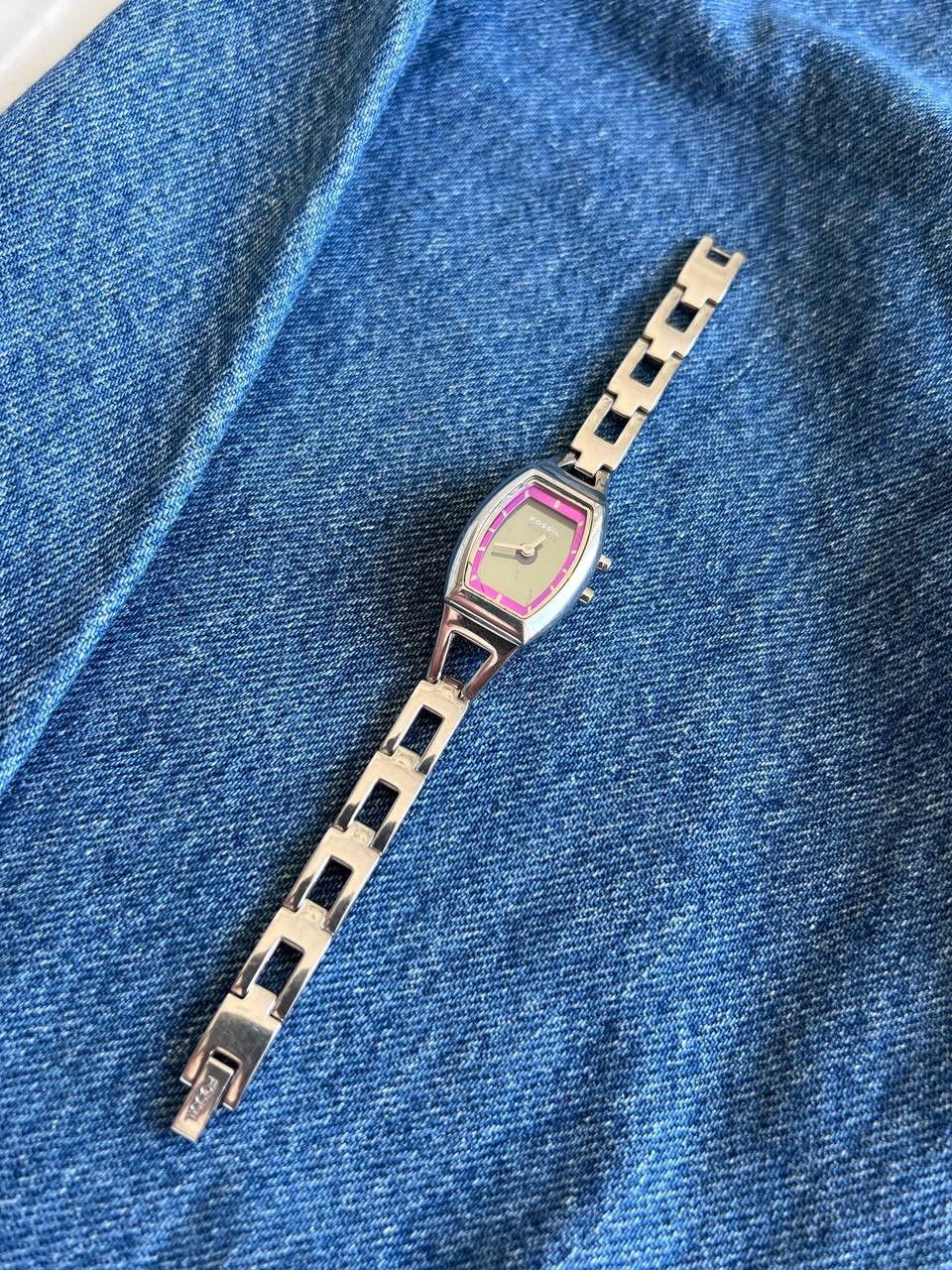 Fossil × Vintage RARE 00s VINTAGE FOSSIL BIG TIC Chrome steel metal watch Size 32 - 10 Thumbnail