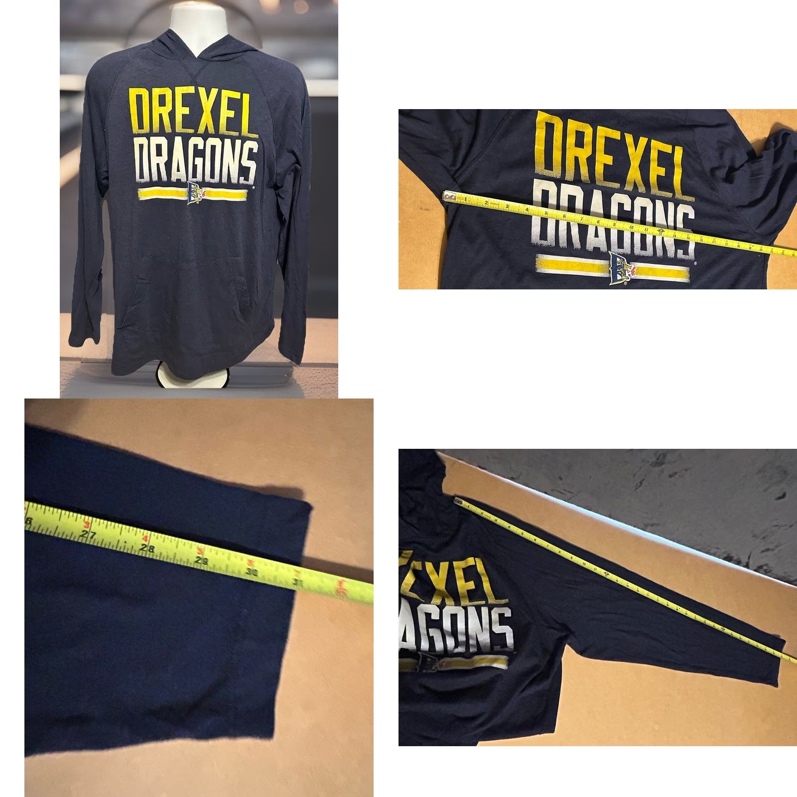Vintage Drexel University Dragons Hoodie Adult Large Navy Blue Lightweight OVB Logo Pullover Hoodie Mens Size US L / EU 52-54 / 3 - 8 Thumbnail