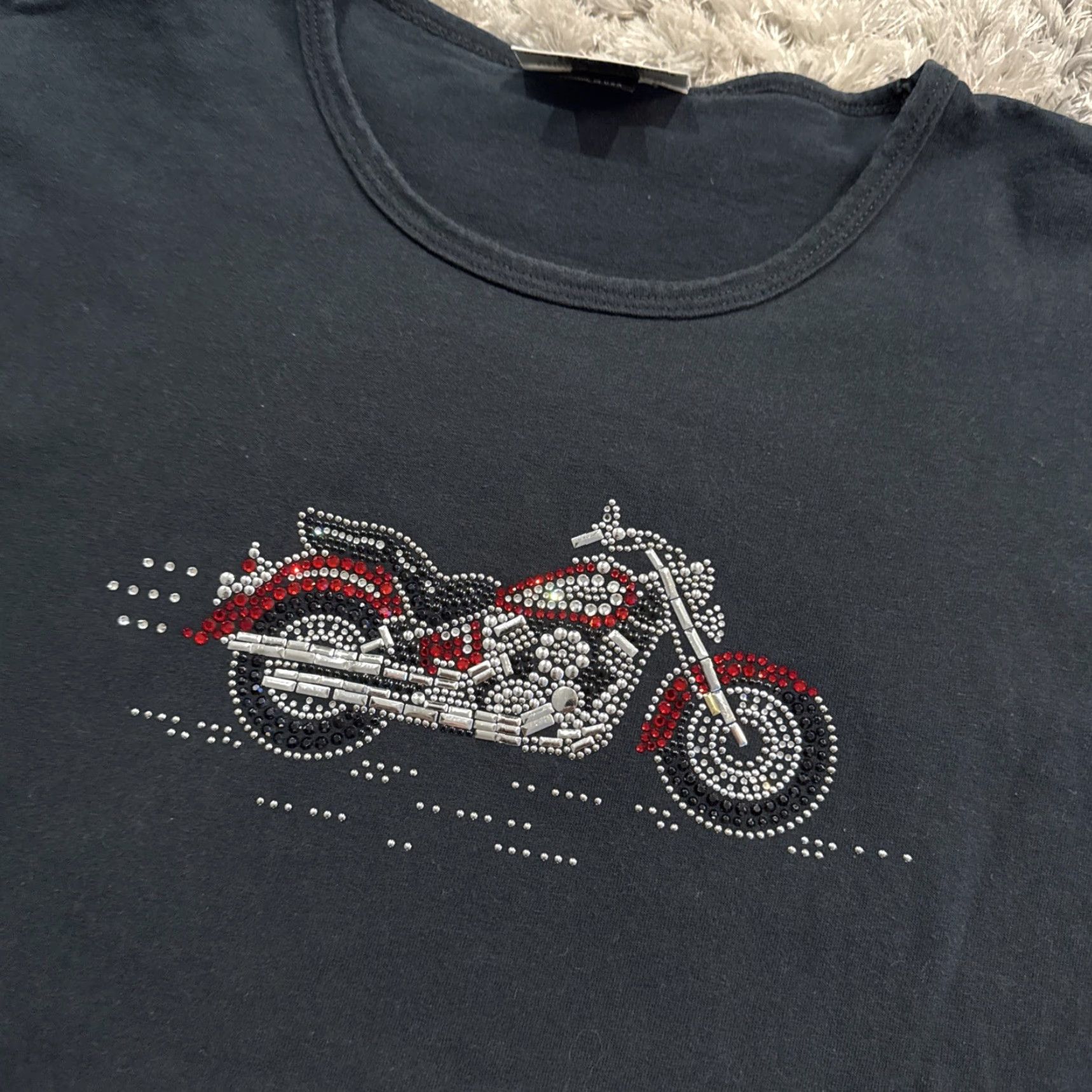 Vintage VINTAGE Christine Alexander Black T-Shirt Motorcycle Embellished Women's Large Women Size L / US 10 / IT 46 - 2 Thumbnail