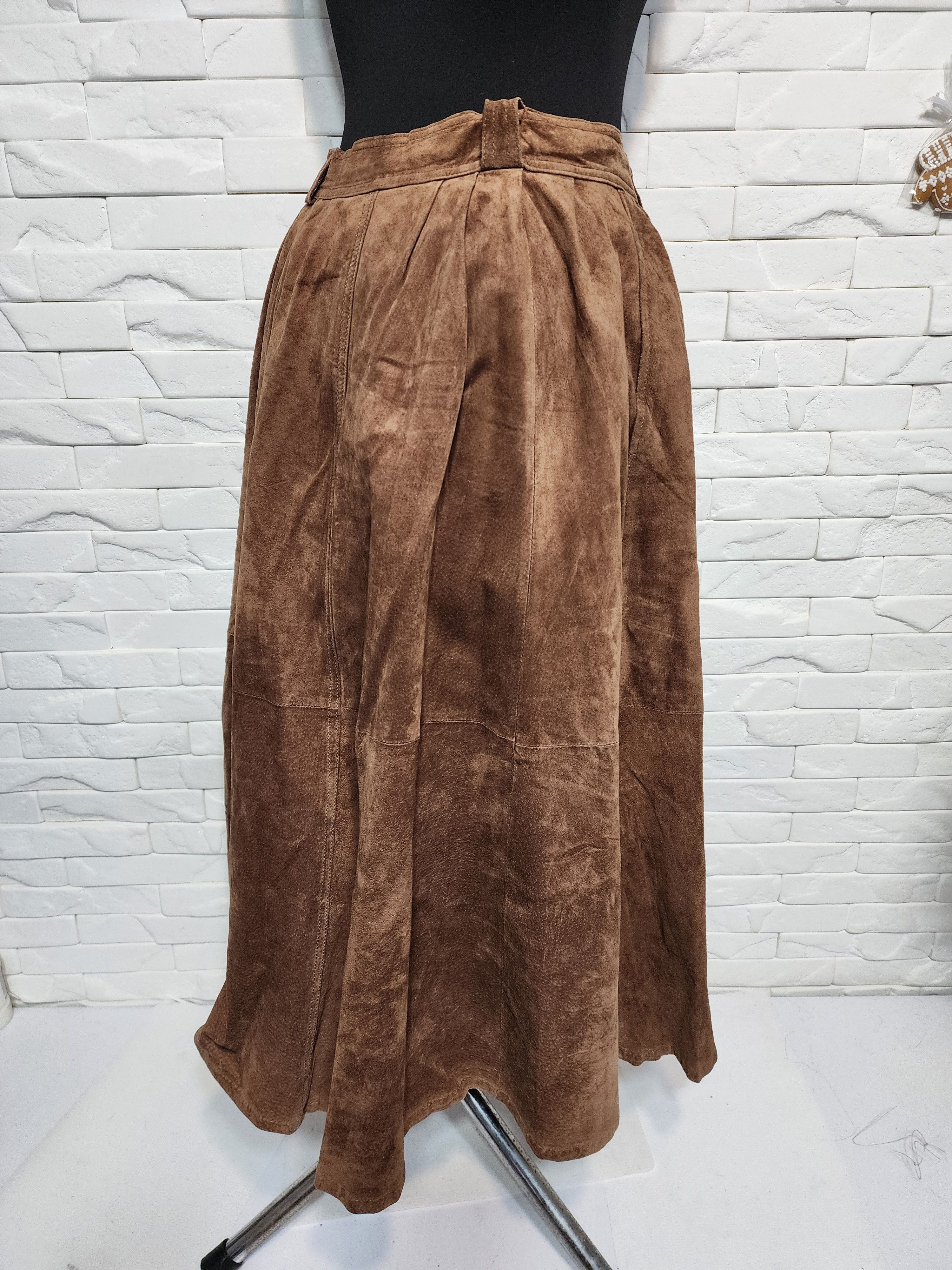Other Brown Flared Leather Skirt with Pockets. Size 32" / US 10 / IT 46 - 5 Thumbnail
