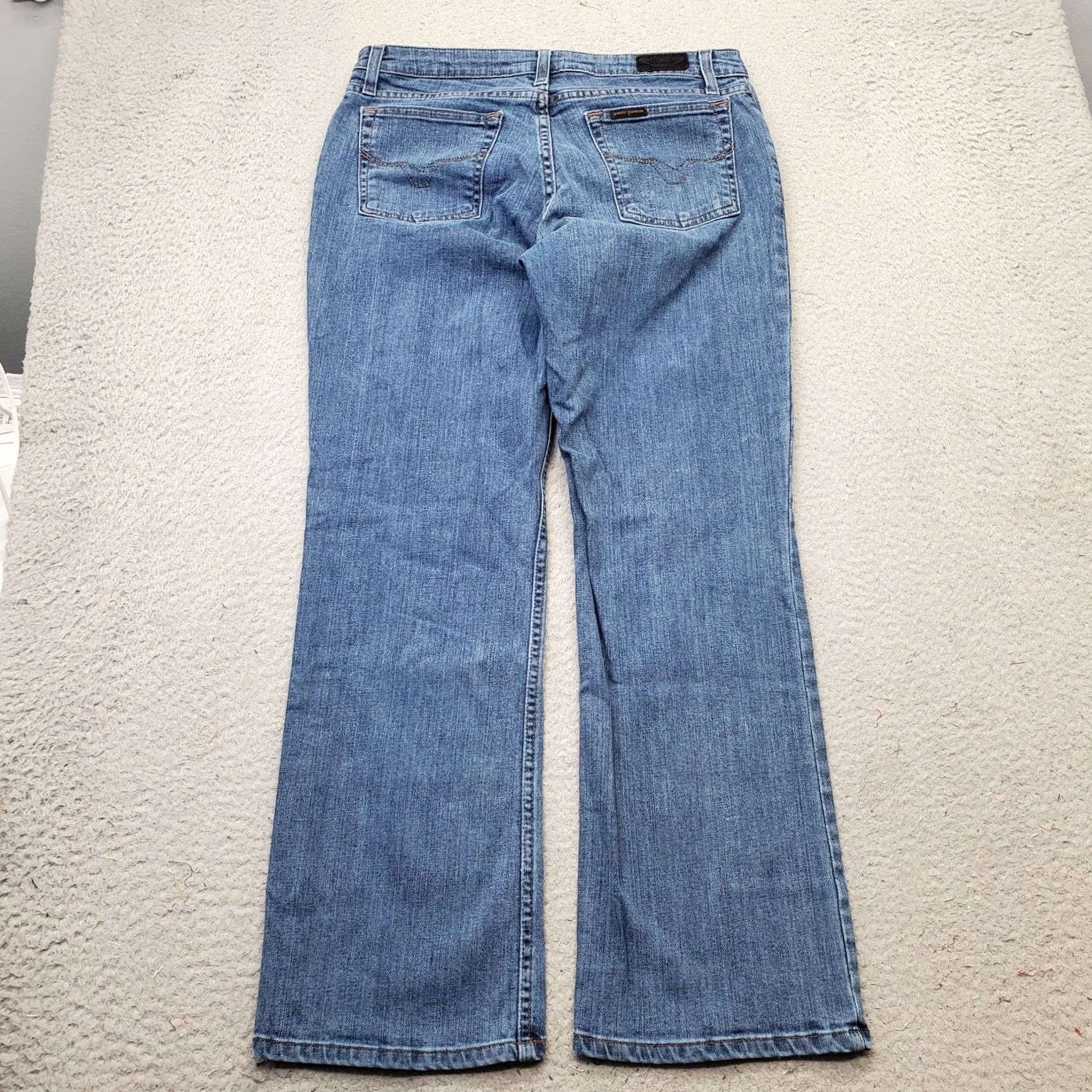Harley Davidson Harley-Davidson Women Petite 10P Blue Denim Straight-Leg Jeans Motorcycle Stretch Denim Shirt/Hoodie Hat Size 32" / US 10 / IT 46 - 2 Thumbnail