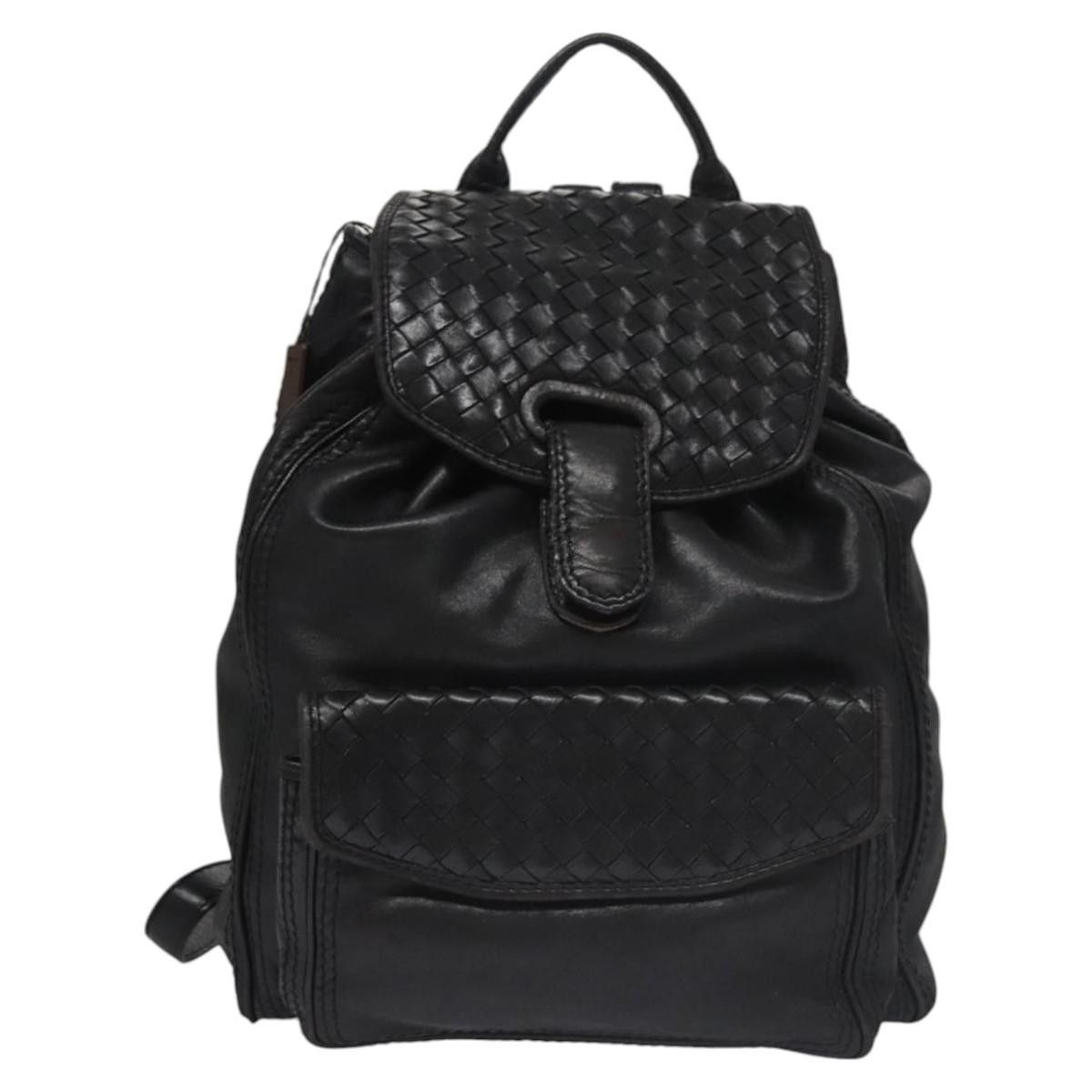 Bottega Veneta Intrecciato Black Leather Backpack Bag (Pre-Owned) Size ONE SIZE - 1 Thumbnail