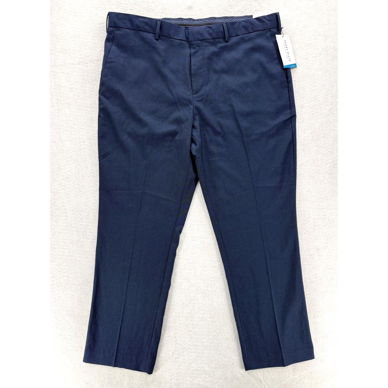 Perry Ellis Perry Ellis Portfolio Dress Pants Mens 40x30 Navy Slim Fit Stretch Workwear NWT Size US 40 / EU 56 - 2 Thumbnail