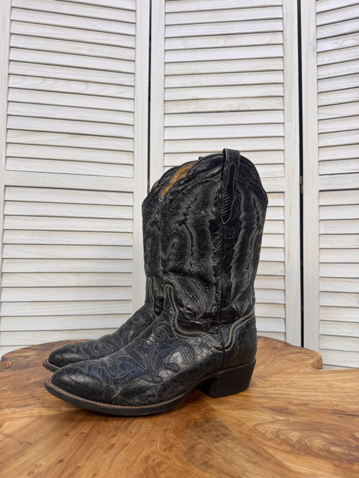 Other Vintage J.S. Dillon Men’s Cowboy Boots Black Leather USA 10 Size US 10 / EU 43 - 6 Thumbnail