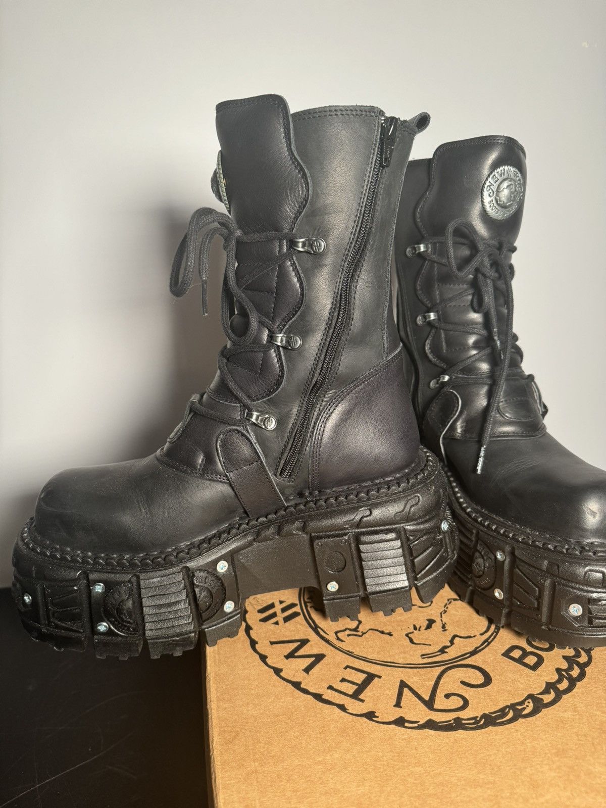 Genuine Leather × New Rock New Rock Platform Boots TANK373-S1 Leather Combat Buckles Size US 9 / EU 42 - 9 Thumbnail