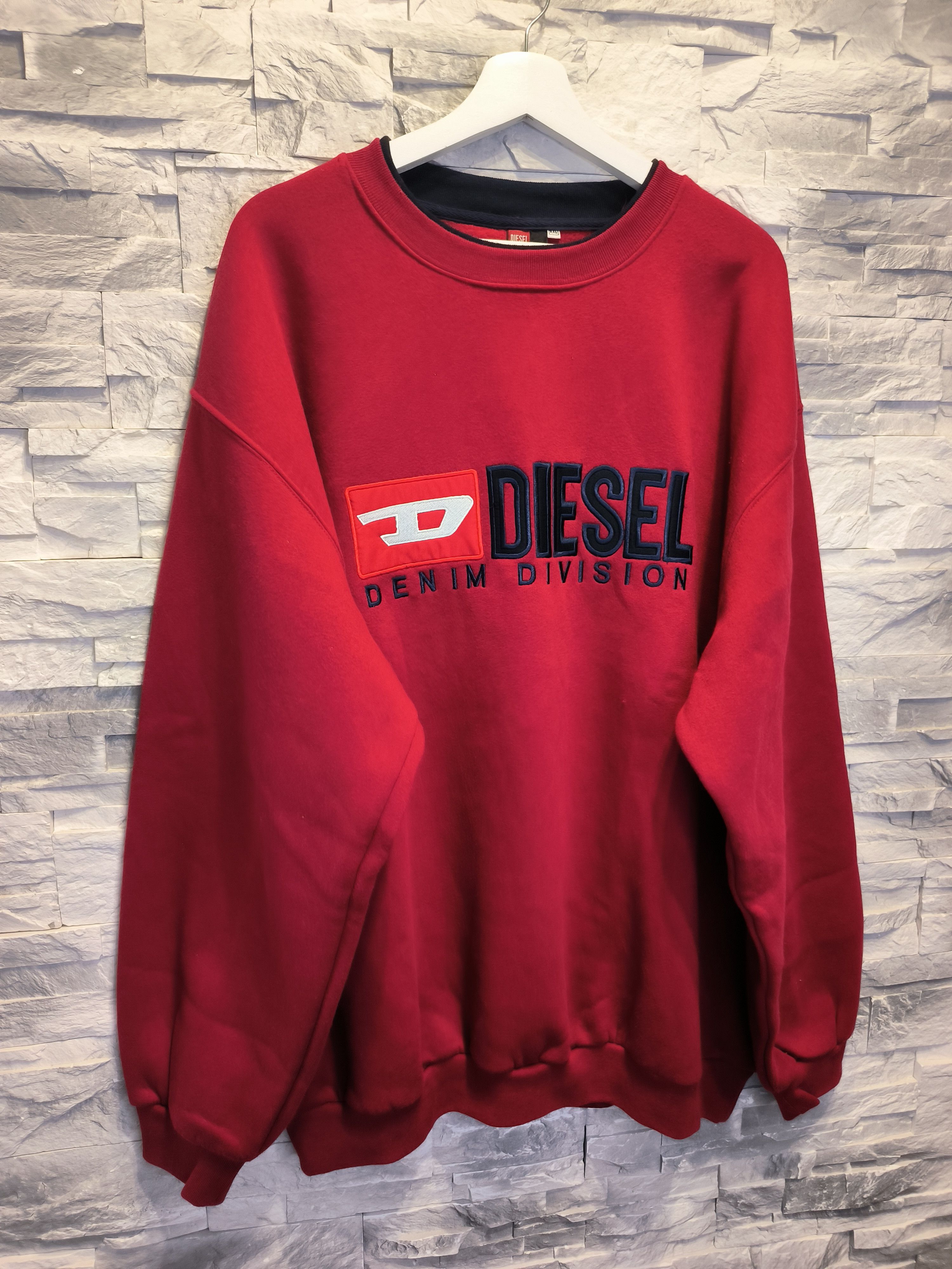 Diesel × Vintage Vintage 90s Diesel Spellout Crewneck Denim Division Size US XXL / EU 58 / 5 - 3 Thumbnail