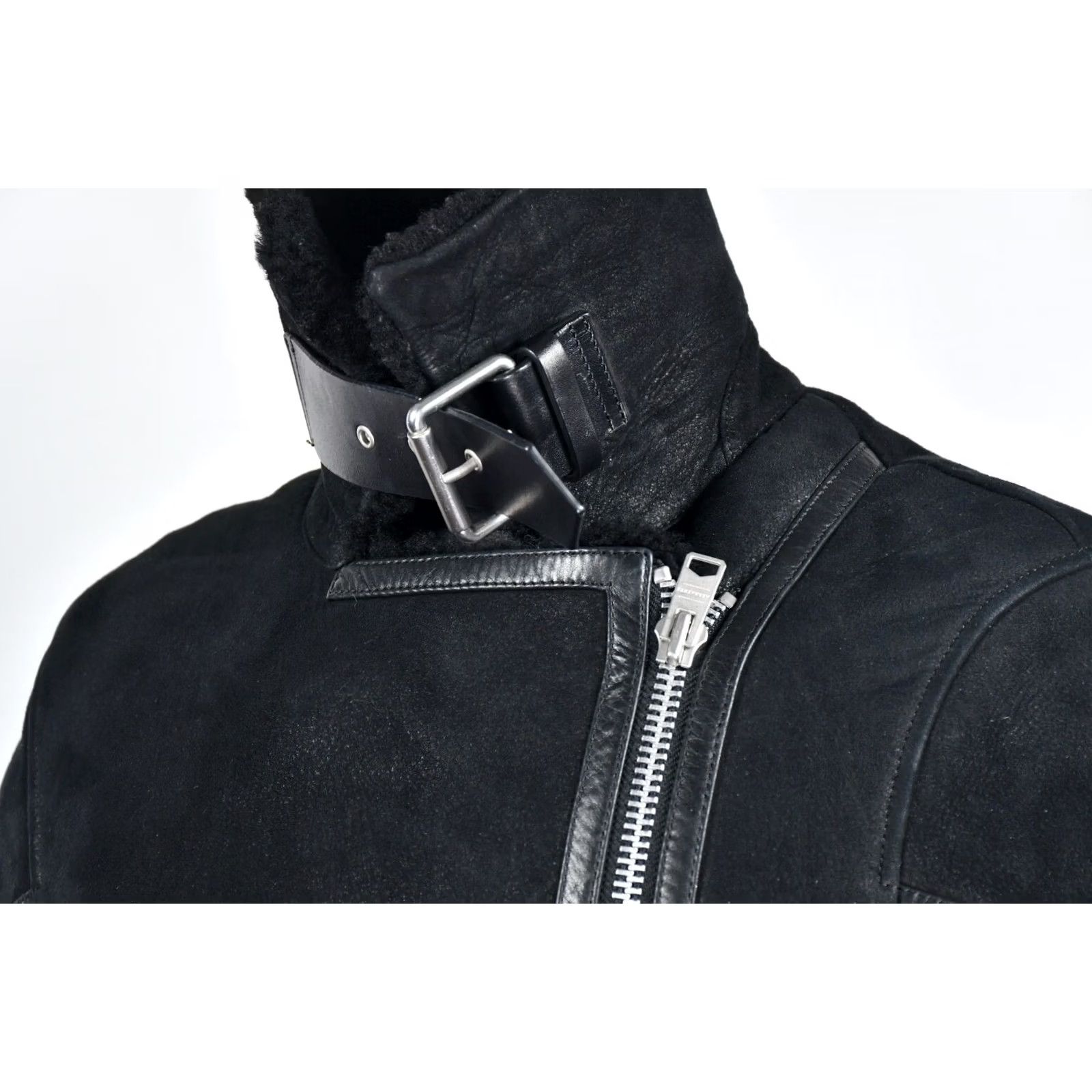 Allsaints AllSaints Hawley Oversized Shearling Jacket Womens S Black Biker Coat 100% Genuine Sheepskin Chest 50 cm Back Length 66 cm Size S / US 4 / IT 40 - 7 Thumbnail