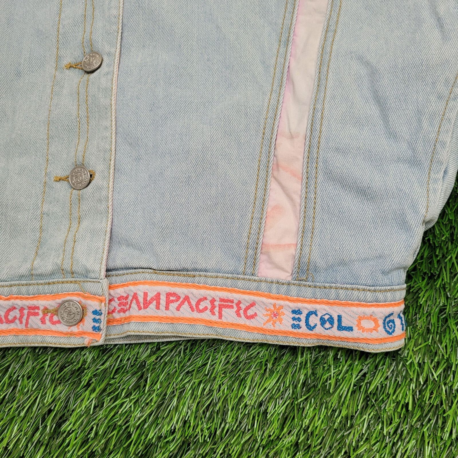 Ocean Pacific Vintage 90s OP Cropped Denim Jacket Womens Small 21x19 Baggy Size S / US 4 / IT 40 - 13 Thumbnail