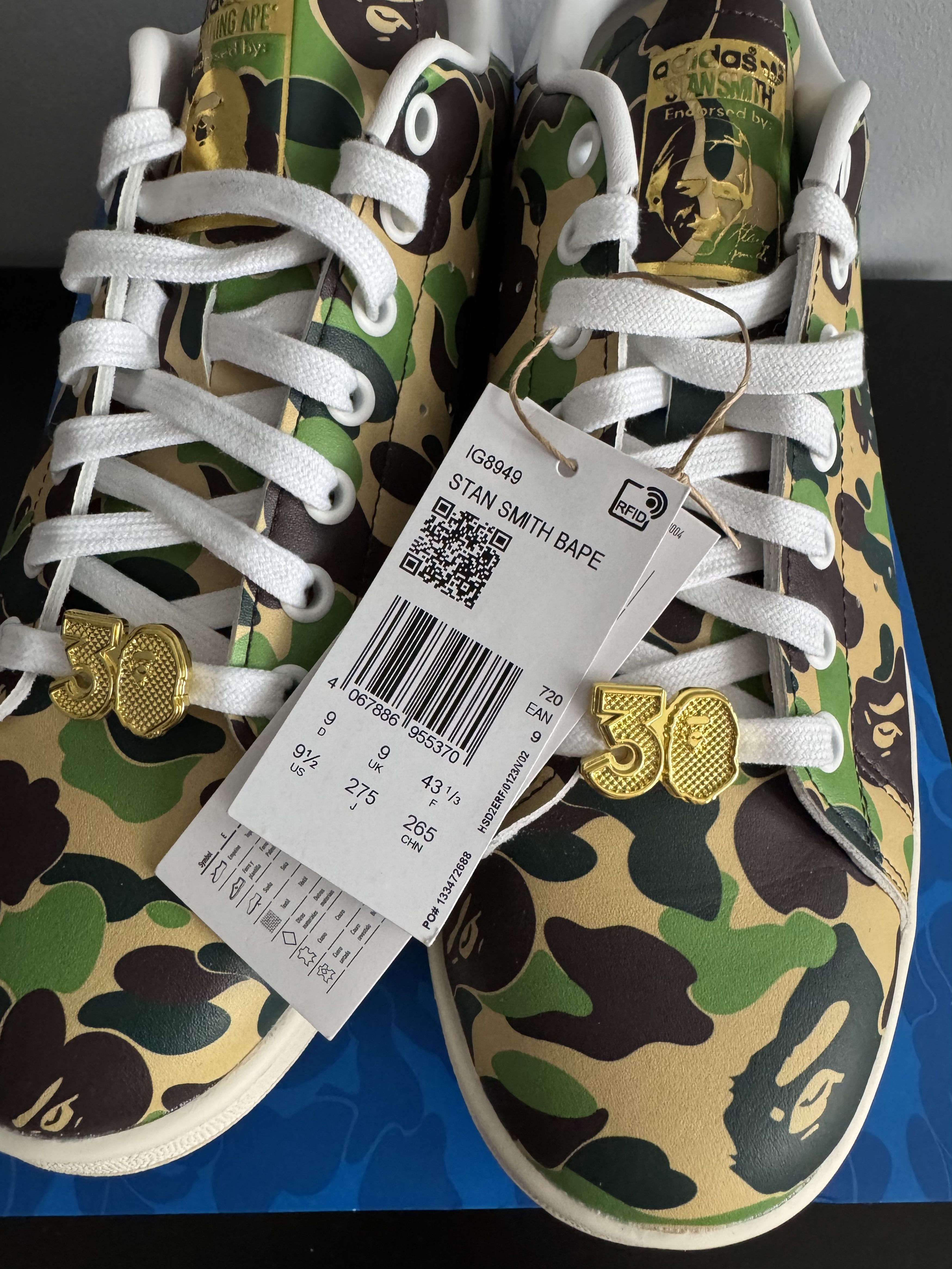 Adidas × Bape A Bathing Ape x Adidas Stan Smith ABC Camo IG8949 bapesta Size US 9.5 / EU 42-43 - 7 Thumbnail