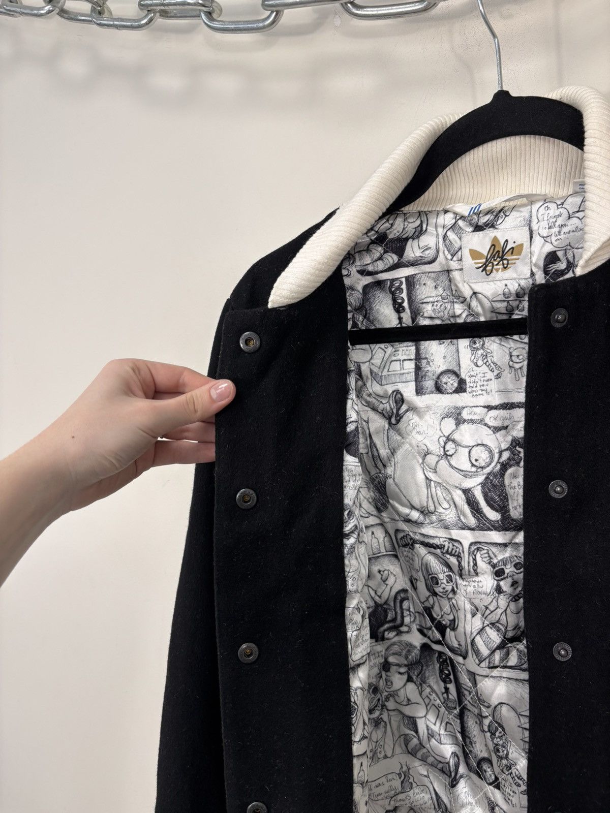 Adidas Adidas X Fafi 2009 Women’s Y2K Black Wool Varsity Jacket Size XS / US 0-2 / IT 36-38 - 14 Thumbnail