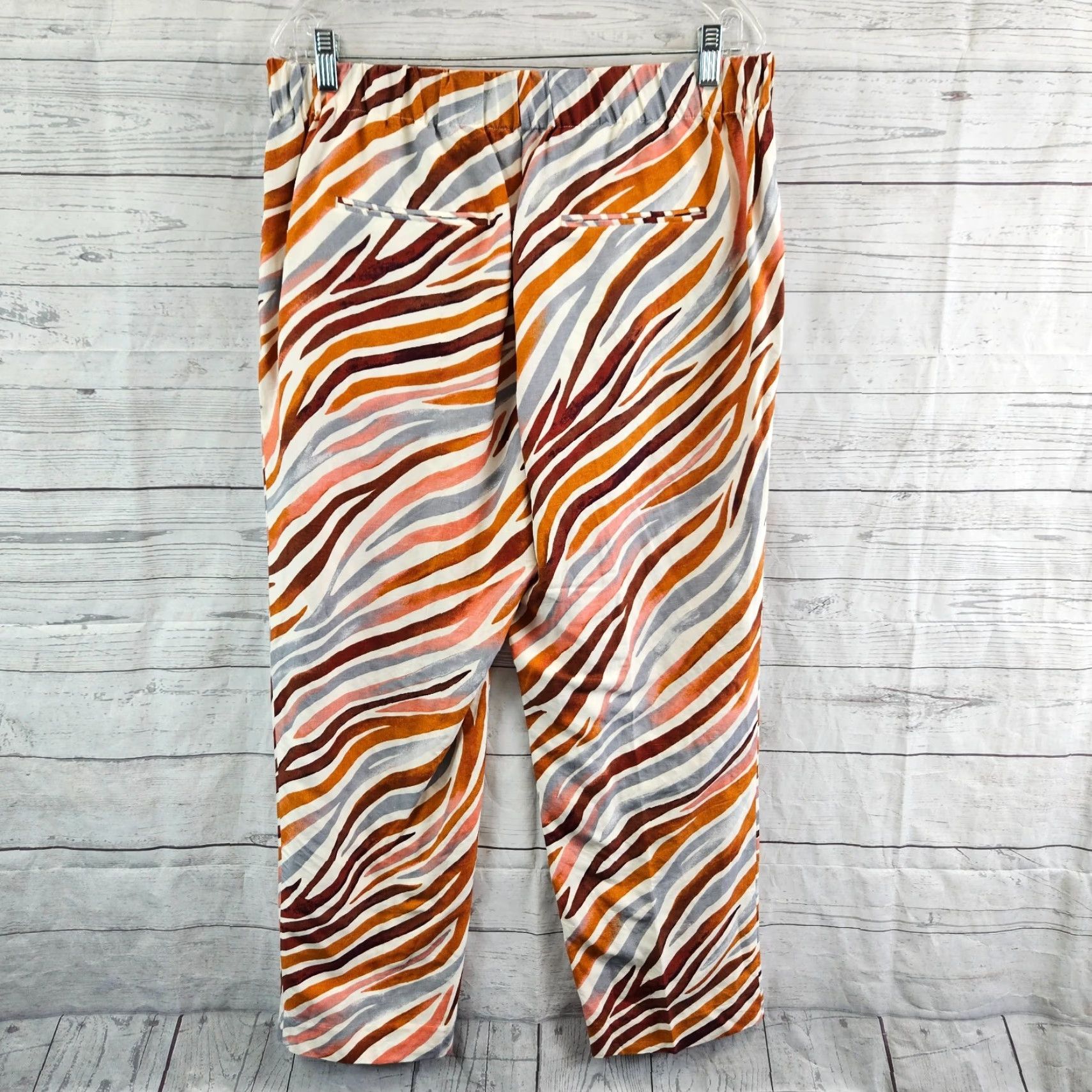 Ann Taylor Ann Taylor Womens Cropped Pants Size Large Brown Animal Print Linen Rayon Size 36" / US 14 / IT 50 - 3 Thumbnail
