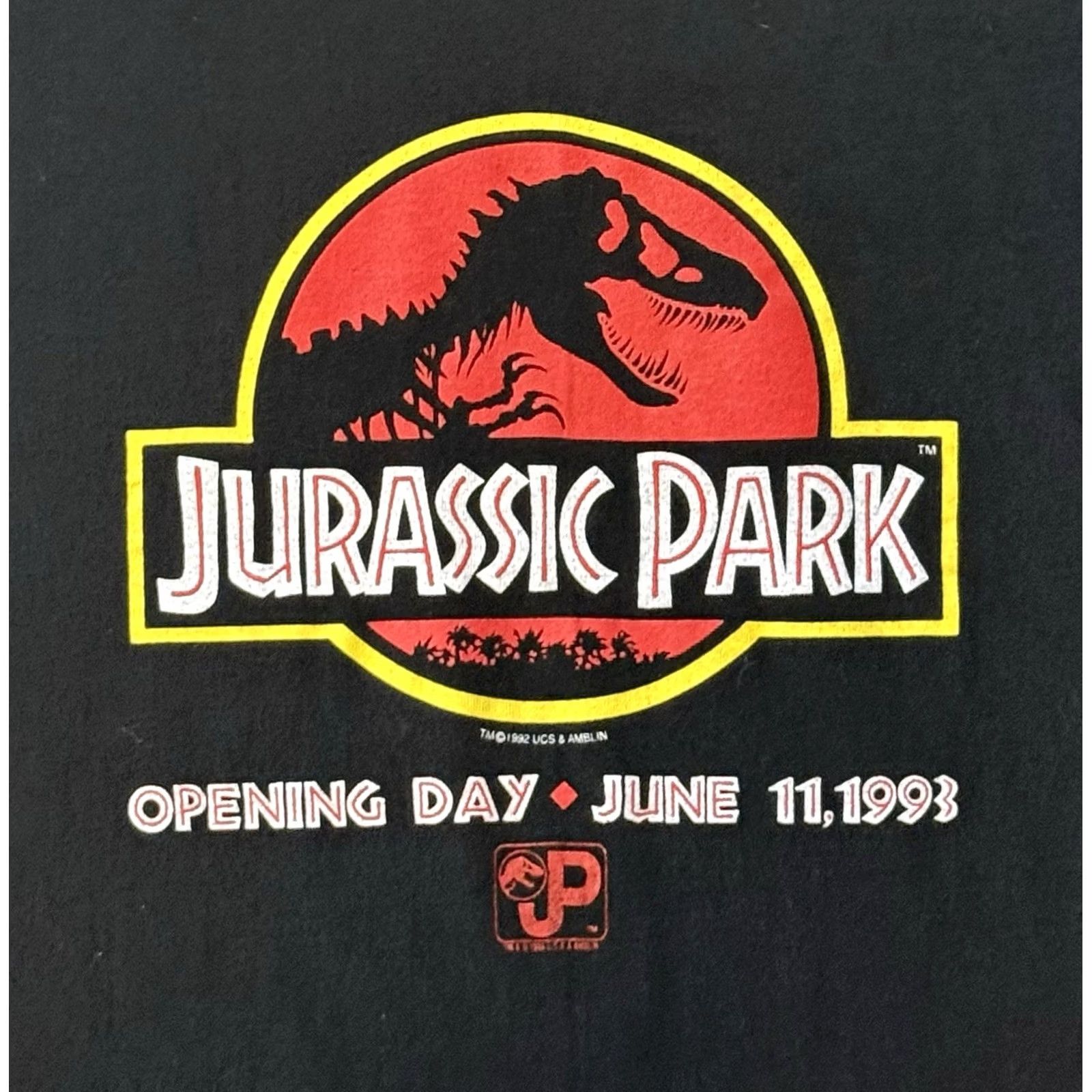 Hanes VINTAGE Jurassic Park Opening Day Promo Shirt XL Black Hanes T-Shirt Mens Graphic Print 1990s 90s Universal Studios Amblin Size US XL / EU 56 / 4 - 3 Thumbnail