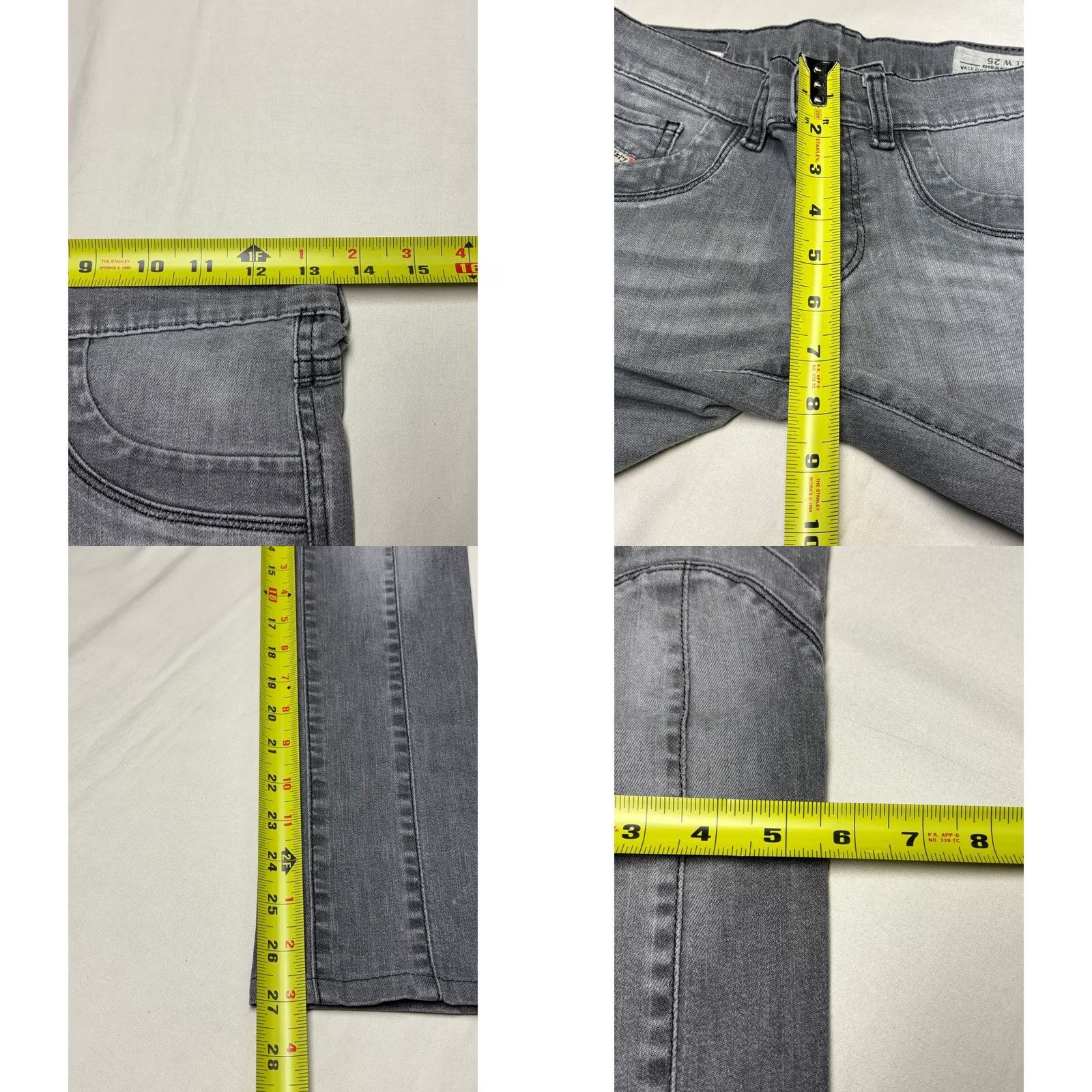 Diesel Diesel BI-BI SS-Legging Jeans Grey Stretch Moto Paneled 5-Pocket Slim Womens 25x27 Size 42" / US 20 - 8 Thumbnail