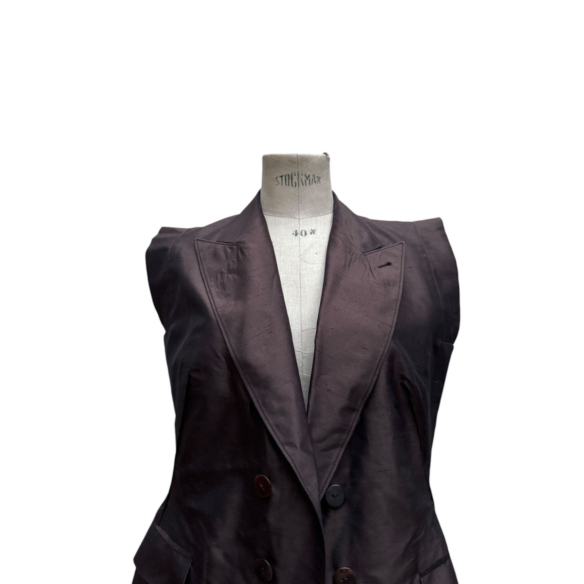Jean Paul Gaultier Vintage Bronze Sleeveless Blazer Jacket Size M / US 6-8 / IT 42-44 - 6 Thumbnail
