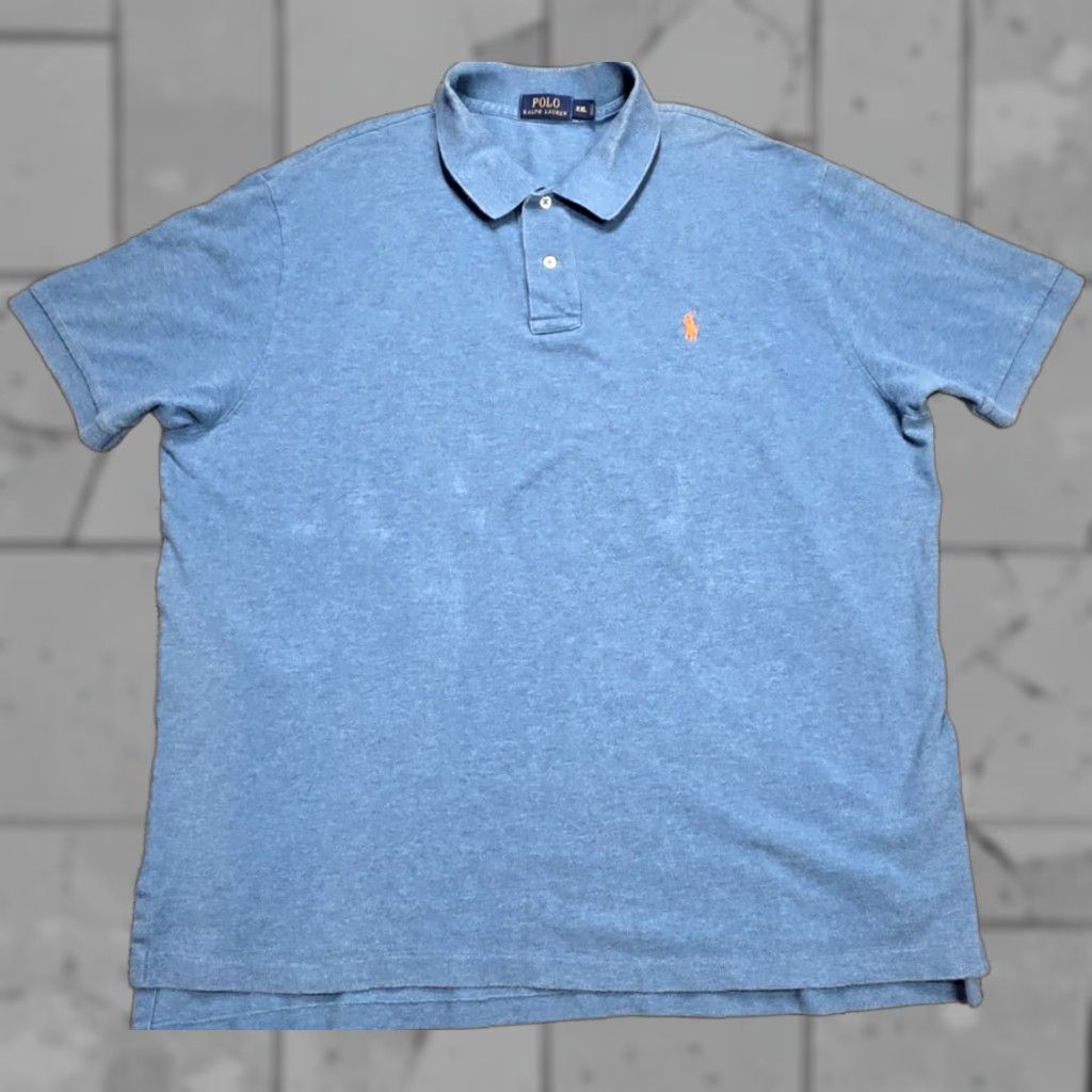 Polo Ralph Lauren Polo Ralph Lauren Polo Shirt Mens 2XL Blue Orange Pony Short Sleeve Pique Textured Size US XXL / EU 58 / 5 - 1 Thumbnail
