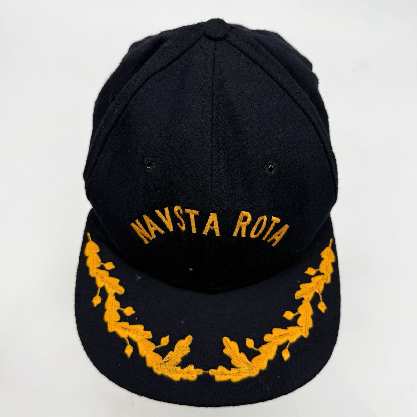 Vintage Navsta Rota US Naval Base Hat Military Wool Embroidered Snapback Men Adjustable Dark Blue USA Baseball Cap Size ONE SIZE - 4 Thumbnail