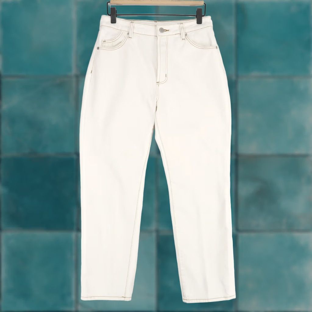 Vintage Rollas White High Rise Straight Jeans Womens 27 Button Fly 5-Pocket Denim Cotton Vintage: No Size 27" / US 4 / IT 40 - 1 Thumbnail