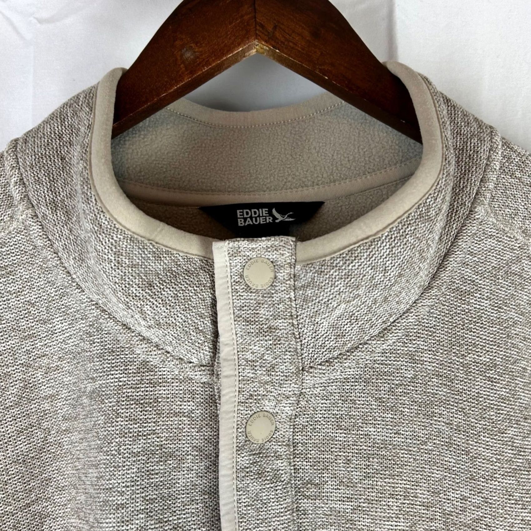 Eddie Bauer VINTAGE Eddie Bauer Mens XXL Sweater Fleece Pullover Snap Neck Chest Pocket Tan Size US XXL / EU 58 / 5 - 3 Thumbnail