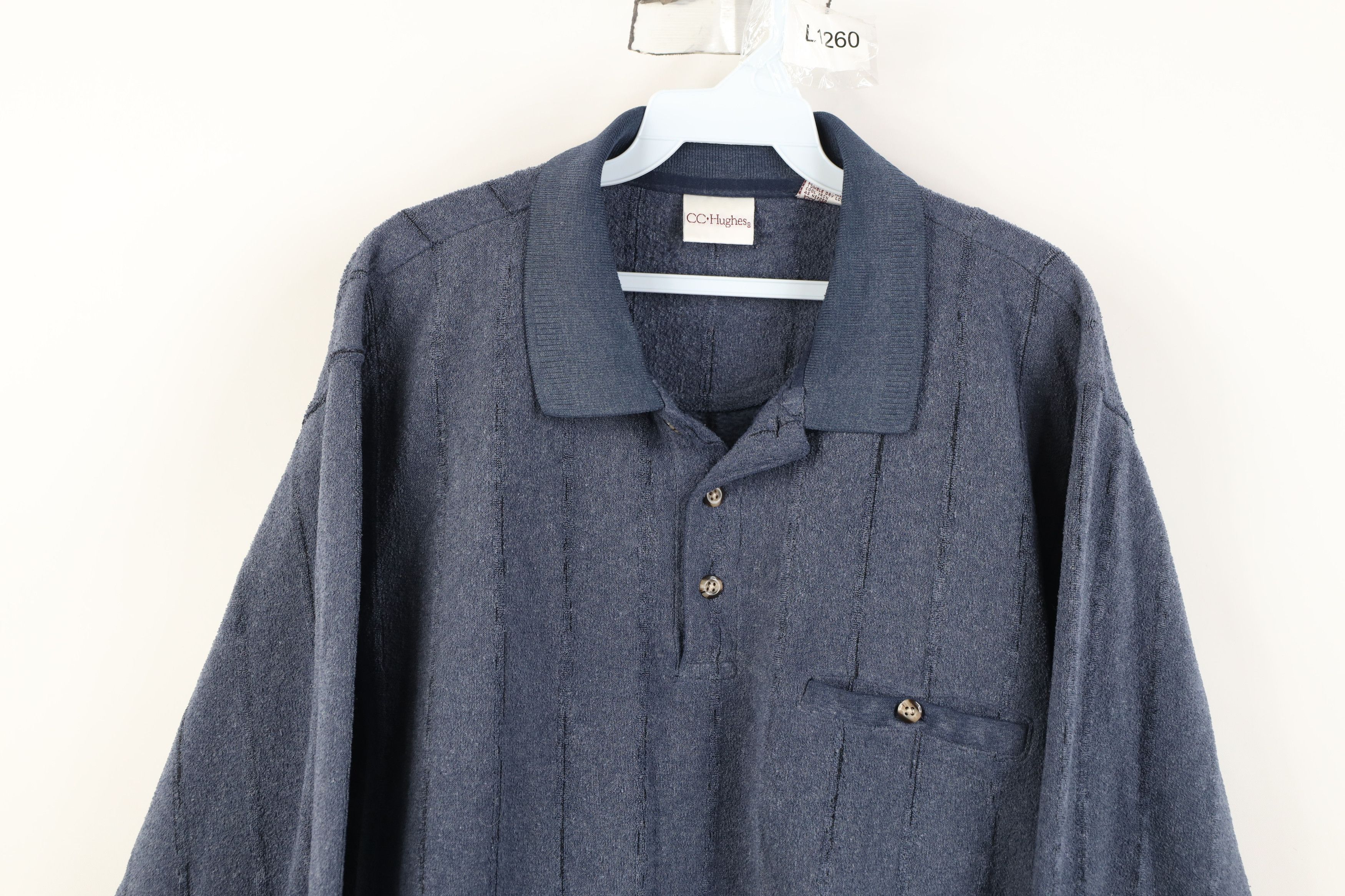 Vintage Vintage 90s Streetwear Fleece Collared Sweatshirt Blue Size US L / EU 52-54 / 3 - 2 Thumbnail