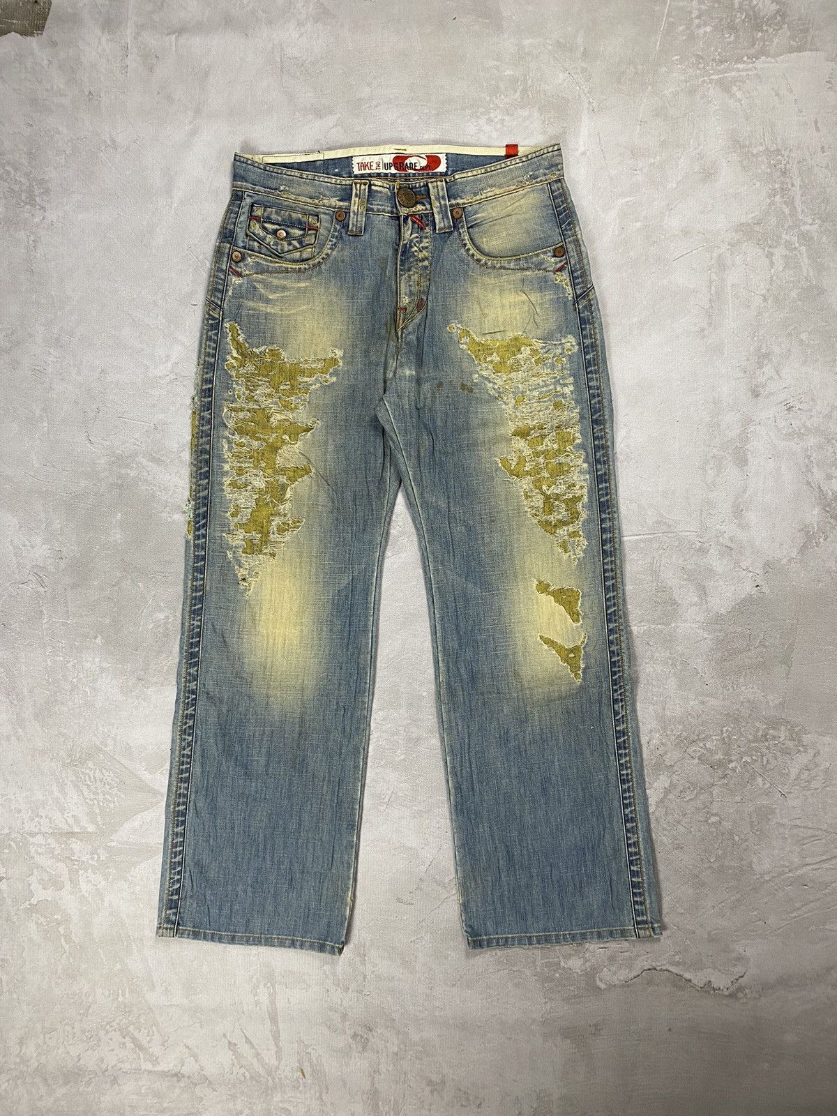 Image of Italian Designers x Vintage Take Two Boro Denim Jeans in Light Blue Jeans, Men's (Size 31)