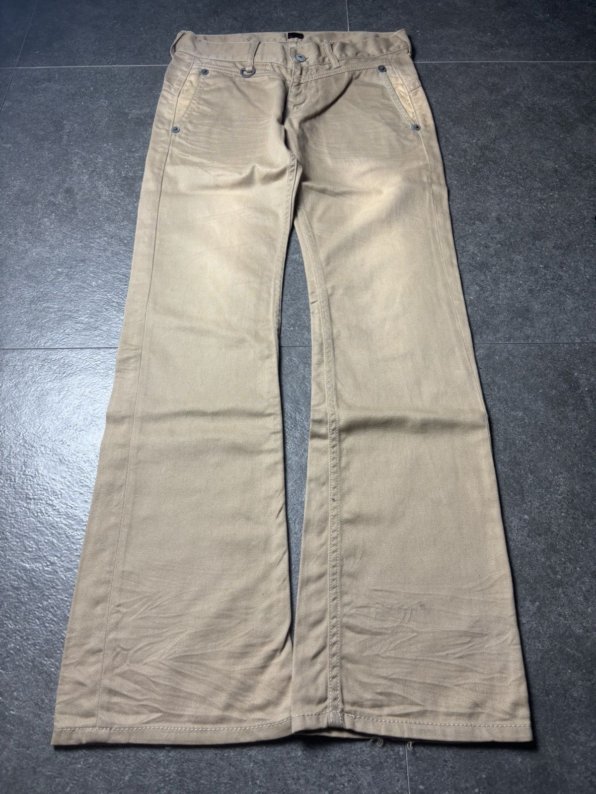 JACKROSE 2000s Jackrose Washed Buckle Back Bootcut Pants Size US 30 / EU 46 - 2 Thumbnail