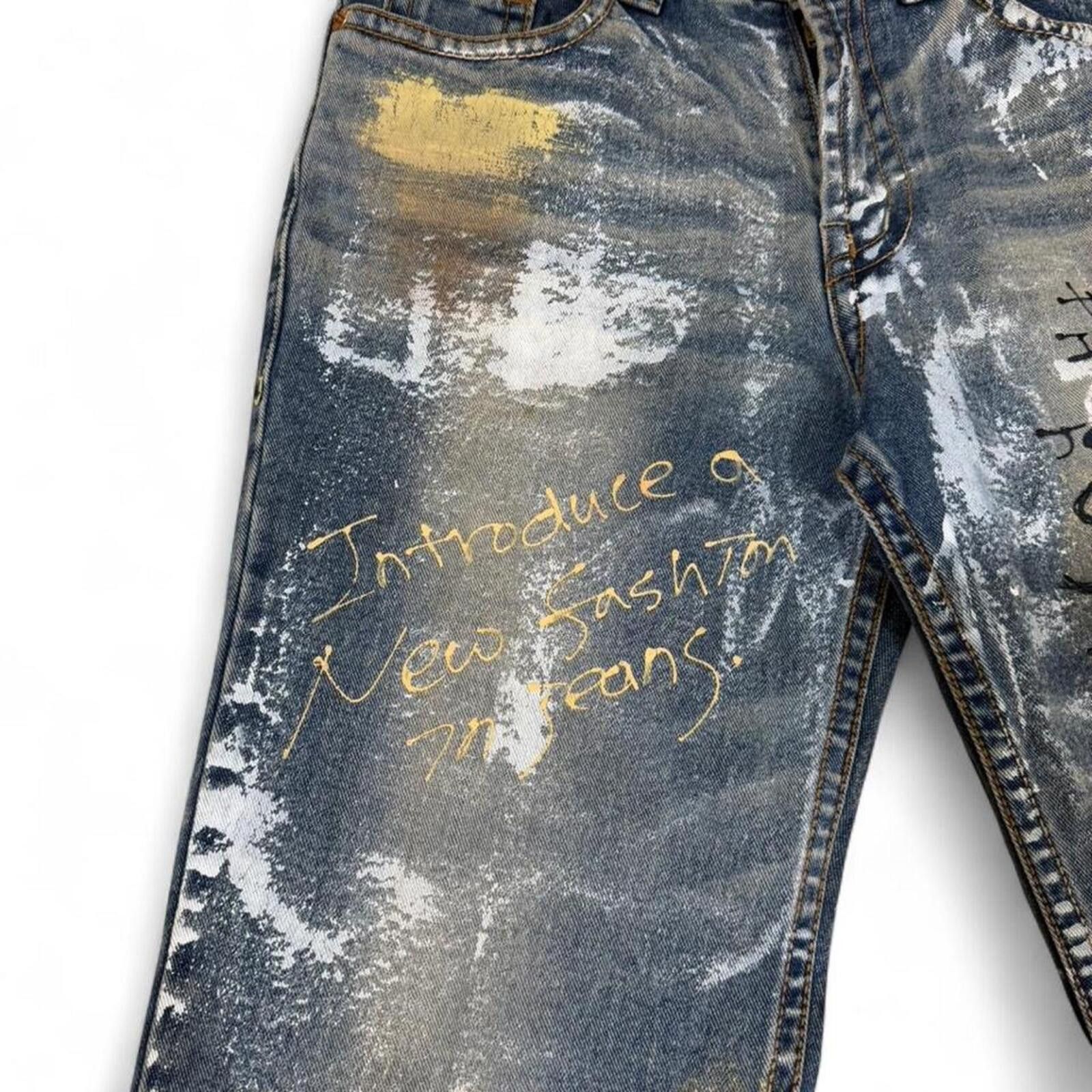 Other Y2K style Grand Denim Jeans Painted & Printed Font Design Size 32" / US 10 / IT 46 - 5 Thumbnail