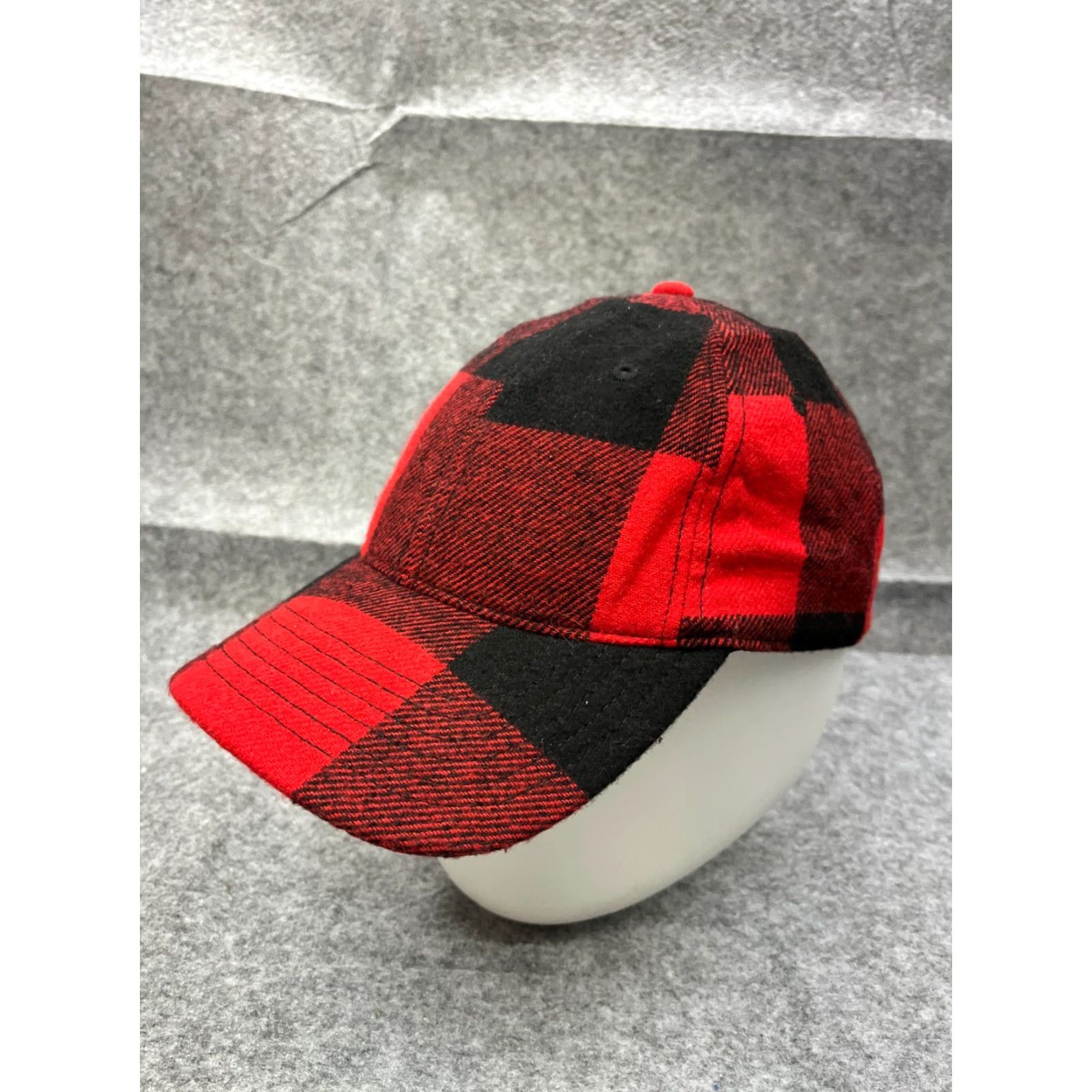 Vintage NOBO Hat Cap Strap Back Adult One Size Red Black Plaid Flannel Poly Wool Lumberj Size ONE SIZE - 4 Thumbnail