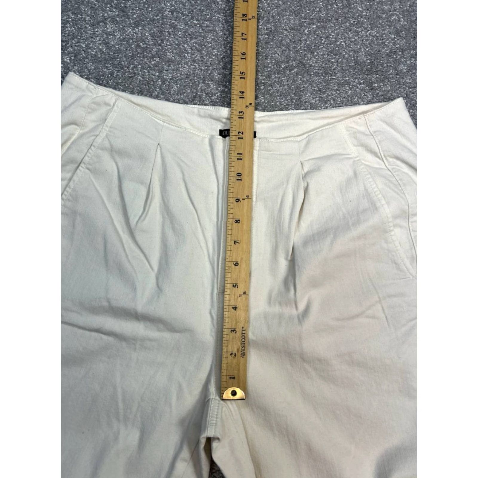 Eileen Fisher Eileen Fisher High Rise Tapered Ankle Pants Womens 14 White Cotton Denim Casual Size 36" / US 14 / IT 50 - 4 Thumbnail