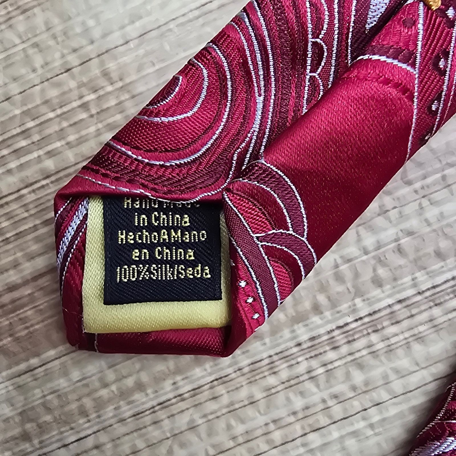 Donald Trump Donald J. Trump Signature Coll. Red Silver Paisley Silk Tie Size ONE SIZE - 5 Thumbnail